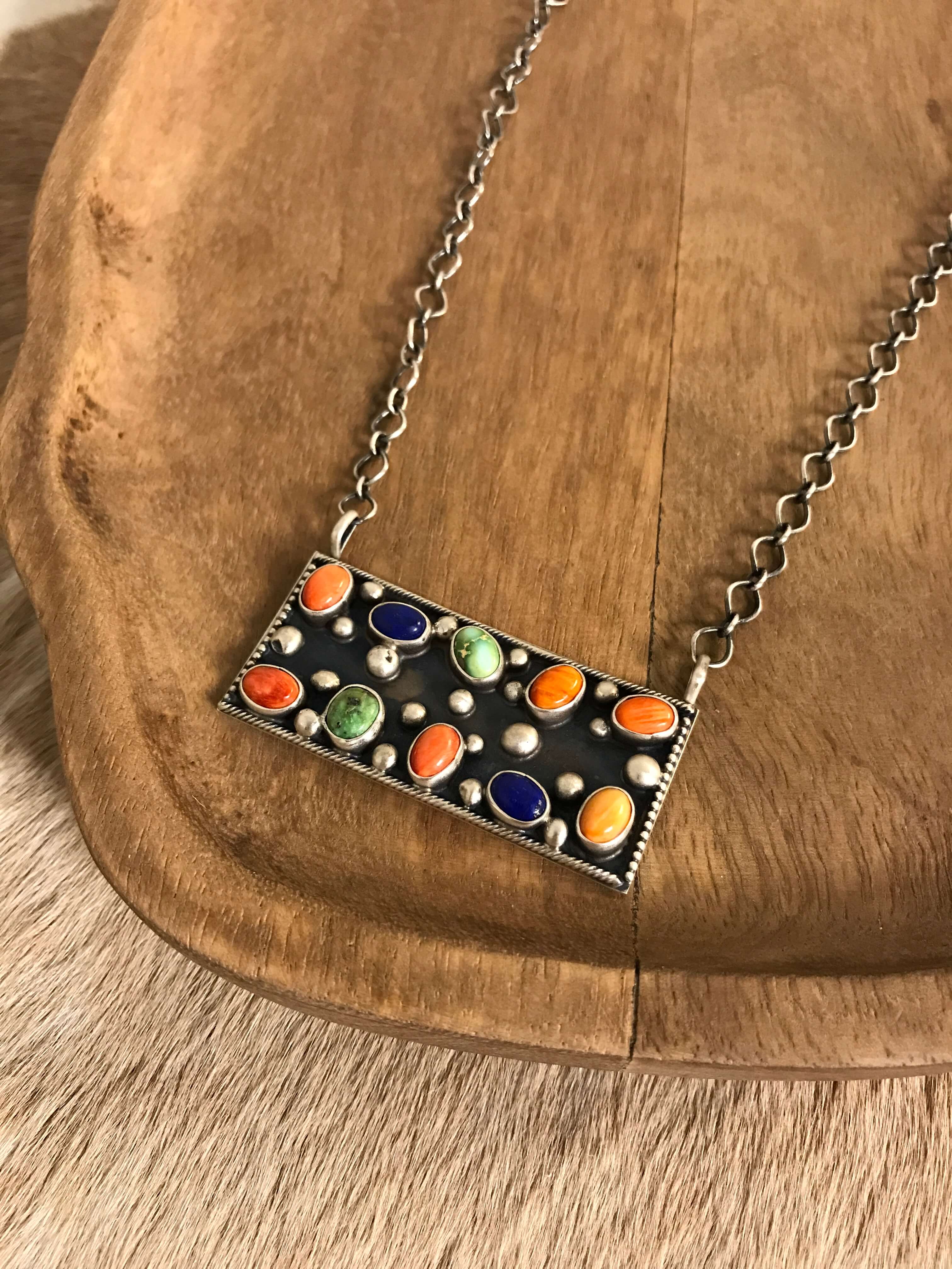 The Northern Necklace, 1-Necklaces-Calli Co., Turquoise and Silver Jewelry, Native American Handmade, Zuni Tribe, Navajo Tribe, Brock Texas