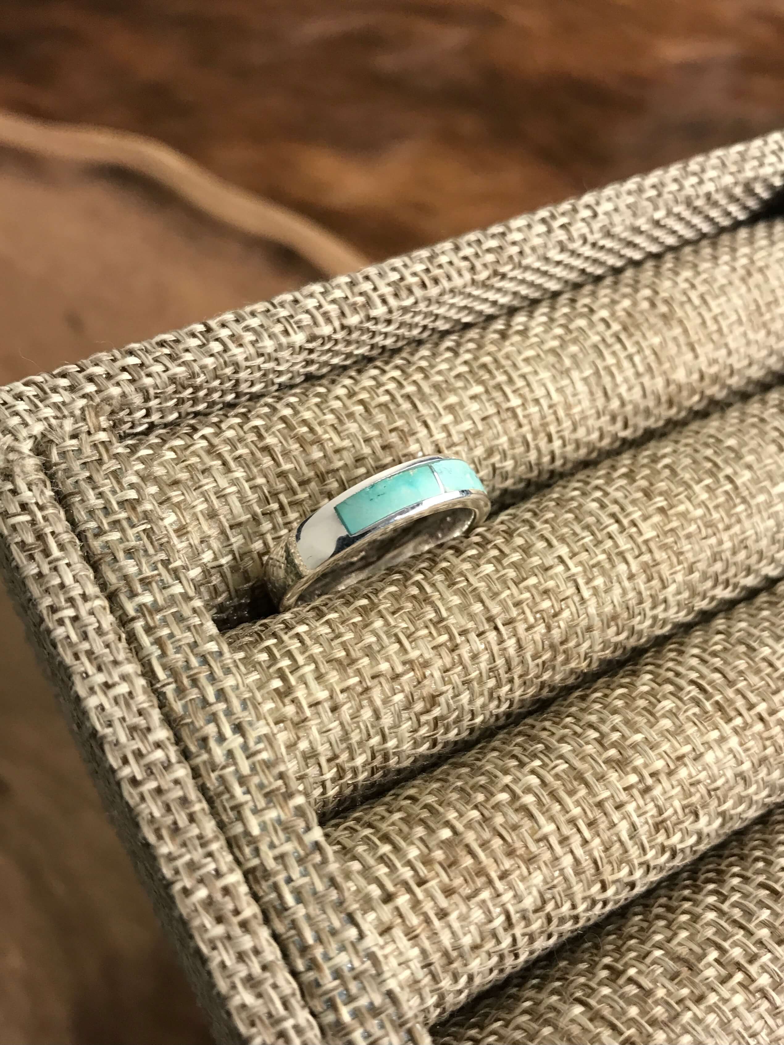 The Inlay Collection Grande Turquoise Bands-Rings-Calli Co., Turquoise and Silver Jewelry, Native American Handmade, Zuni Tribe, Navajo Tribe, Brock Texas