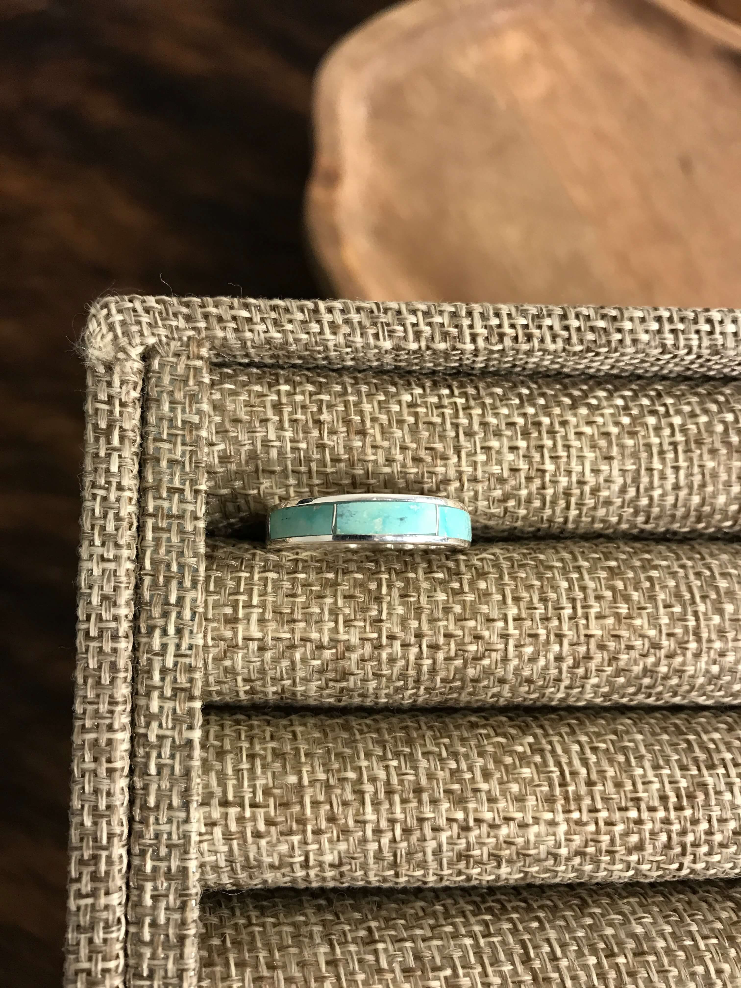 The Inlay Collection Grande Turquoise Bands-Rings-Calli Co., Turquoise and Silver Jewelry, Native American Handmade, Zuni Tribe, Navajo Tribe, Brock Texas
