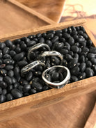 The Inlay Collection Ripple White Buffalo Band-Rings-Calli Co., Turquoise and Silver Jewelry, Native American Handmade, Zuni Tribe, Navajo Tribe, Brock Texas