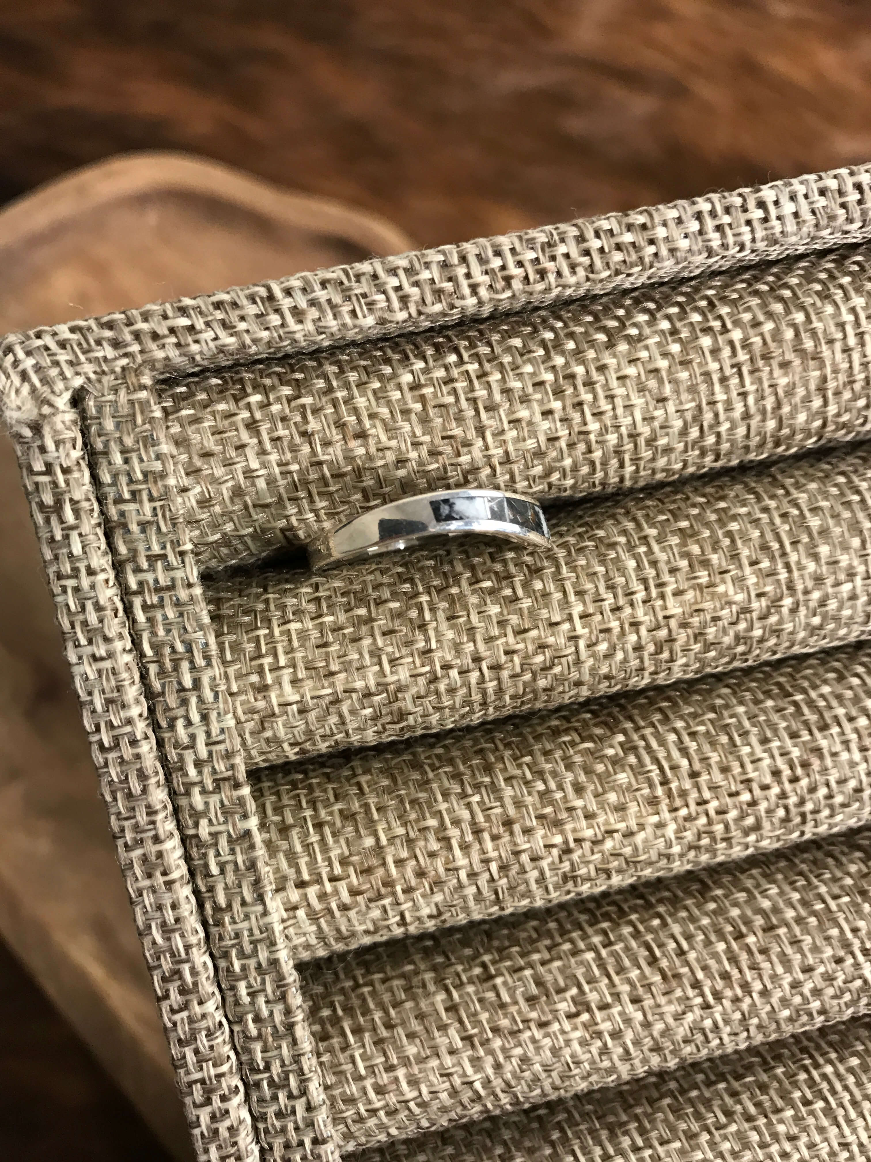 The Inlay Collection Ripple White Buffalo Band-Rings-Calli Co., Turquoise and Silver Jewelry, Native American Handmade, Zuni Tribe, Navajo Tribe, Brock Texas