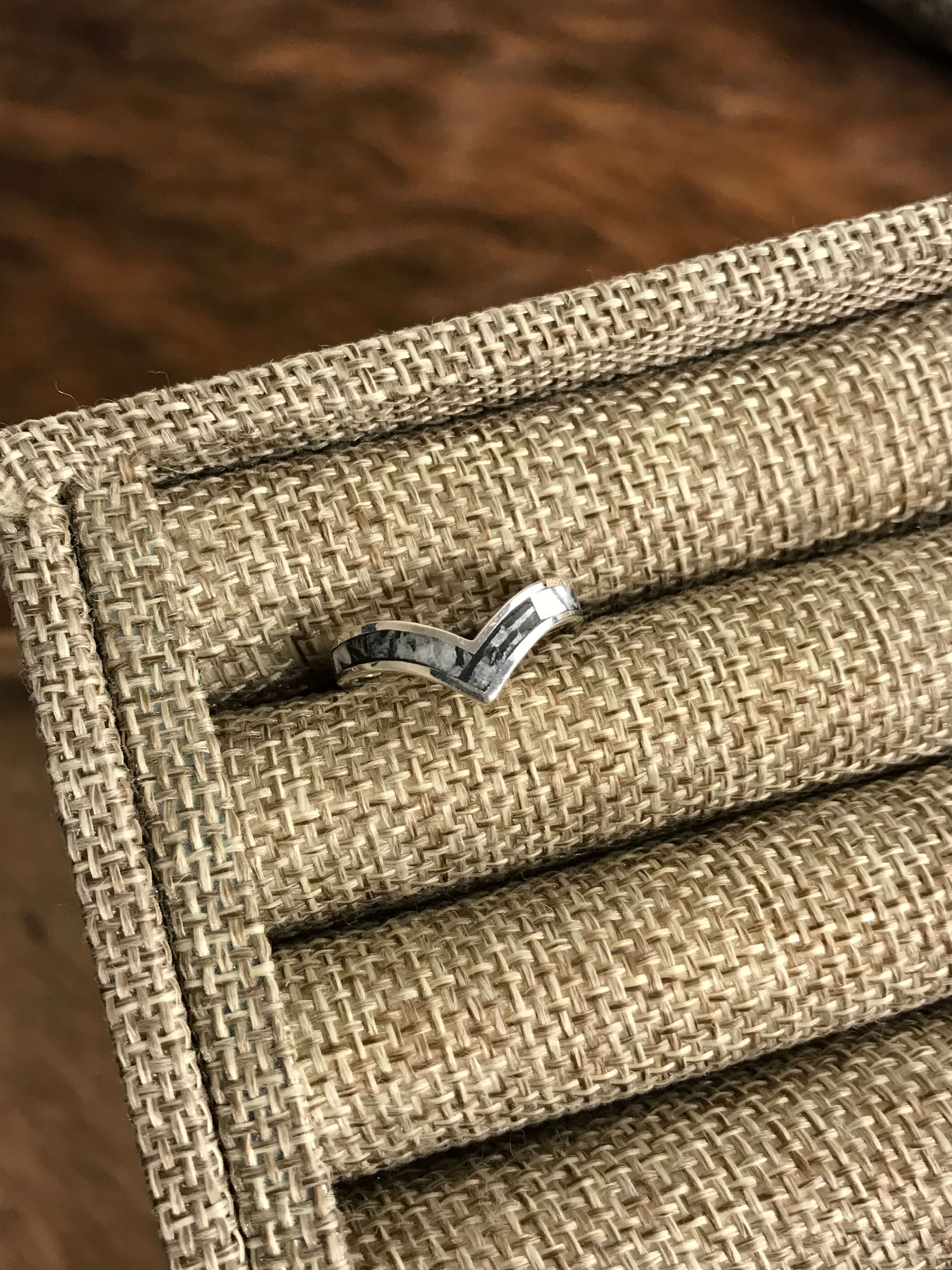 The Inlay Collection Chevron White Buffalo Band-Rings-Calli Co., Turquoise and Silver Jewelry, Native American Handmade, Zuni Tribe, Navajo Tribe, Brock Texas