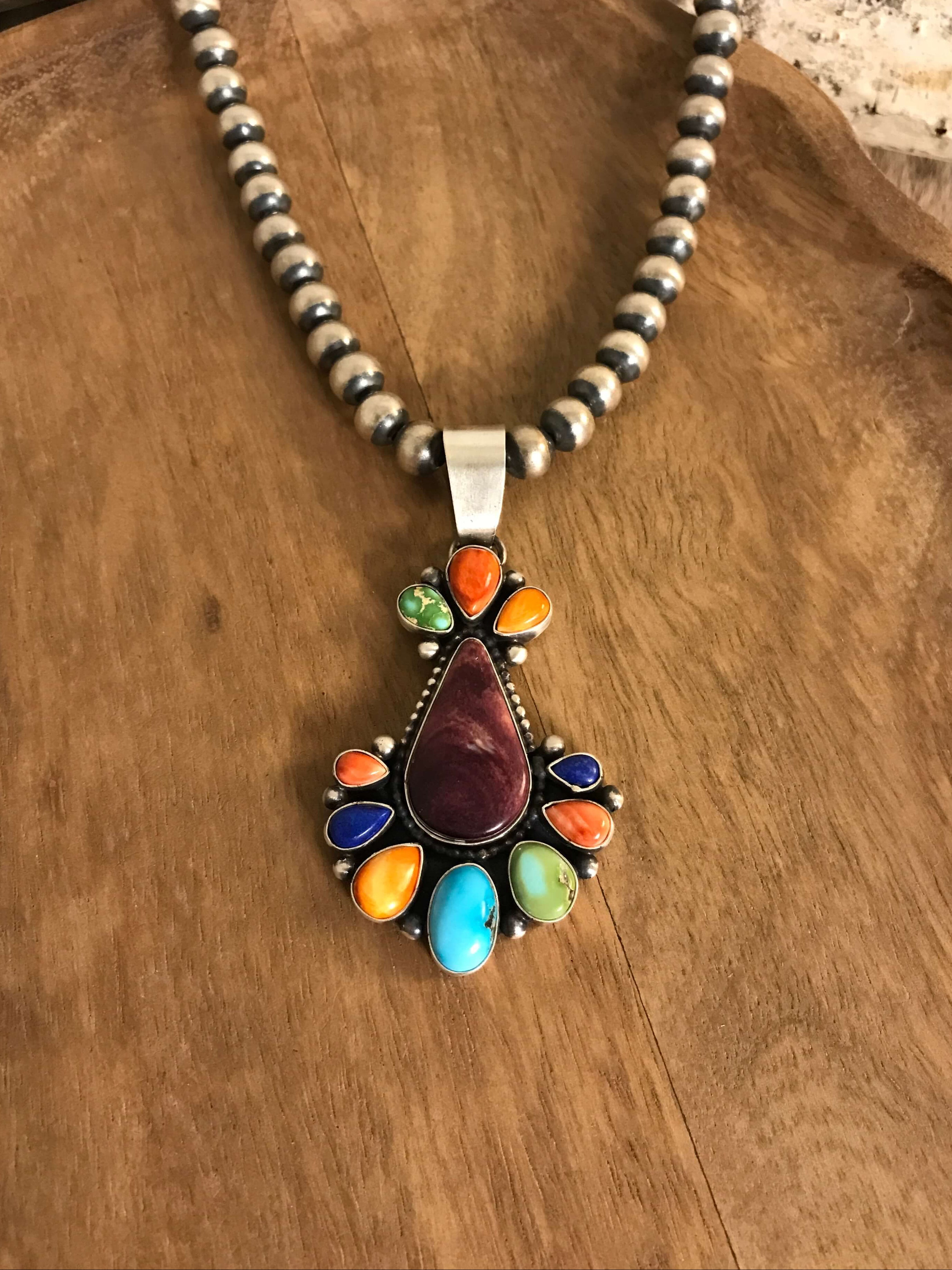 The Hermiston Pendant-Pendants-Calli Co., Turquoise and Silver Jewelry, Native American Handmade, Zuni Tribe, Navajo Tribe, Brock Texas