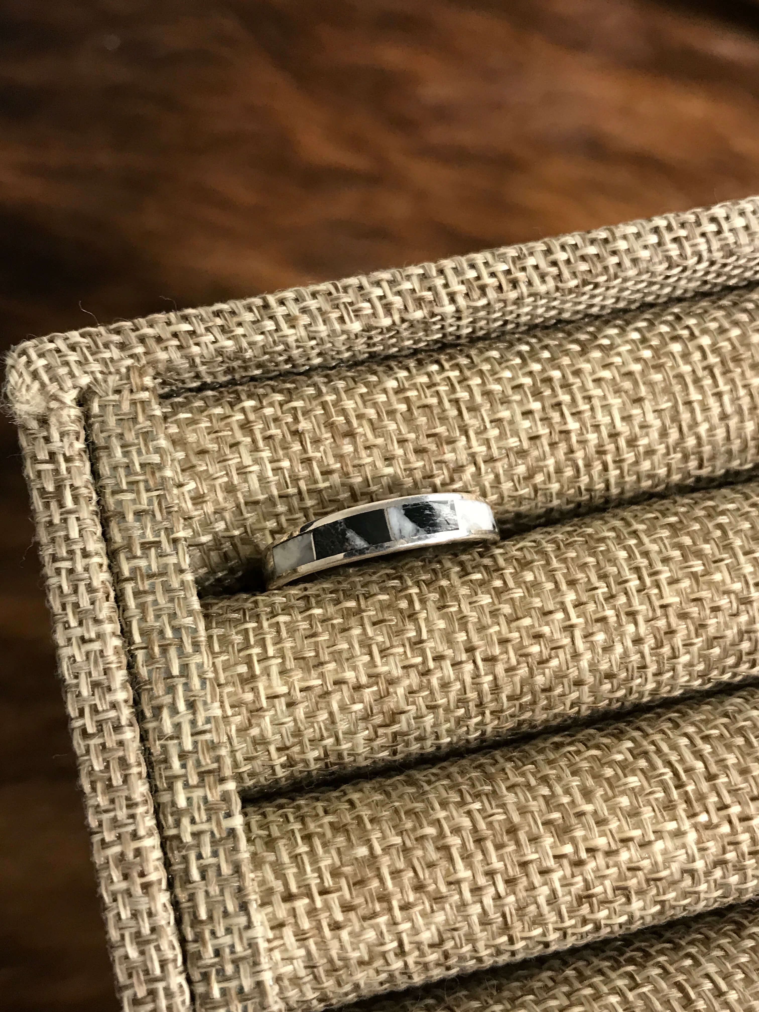 The Inlay Collection Grande White Buffalo Band-Rings-Calli Co., Turquoise and Silver Jewelry, Native American Handmade, Zuni Tribe, Navajo Tribe, Brock Texas