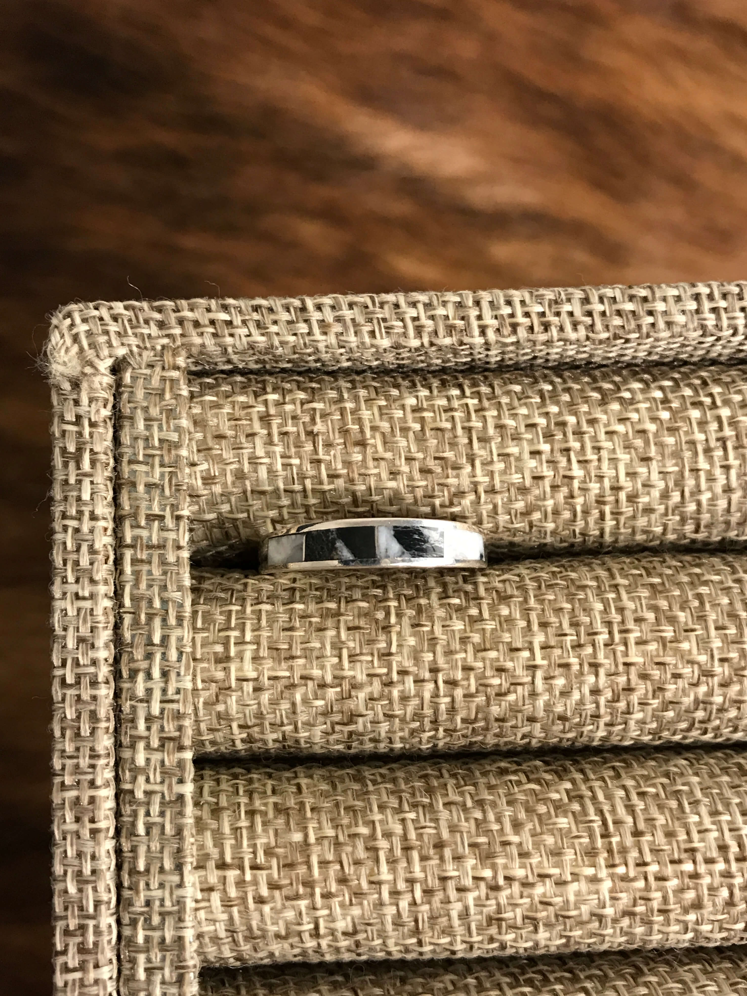 The Inlay Collection Grande White Buffalo Band-Rings-Calli Co., Turquoise and Silver Jewelry, Native American Handmade, Zuni Tribe, Navajo Tribe, Brock Texas