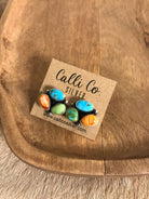 The Tempe Turquoise Cluster Earrings, 8 xx-Earrings-Calli Co., Turquoise and Silver Jewelry, Native American Handmade, Zuni Tribe, Navajo Tribe, Brock Texas