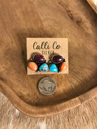 The Tempe Turquoise Cluster Earrings, 17-Earrings-Calli Co., Turquoise and Silver Jewelry, Native American Handmade, Zuni Tribe, Navajo Tribe, Brock Texas