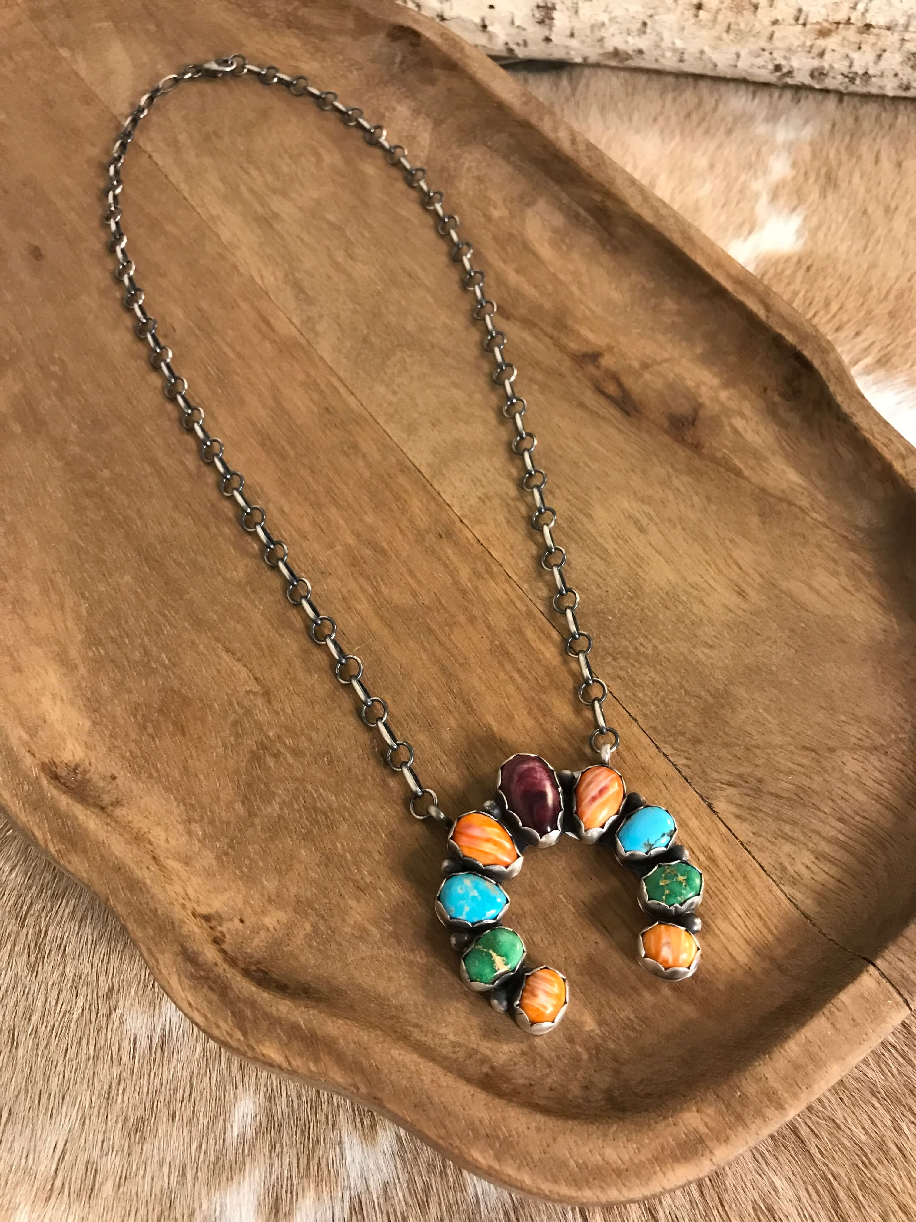 The Pine Hollow Naja Necklace, 1 xx-Necklaces-Calli Co., Turquoise and Silver Jewelry, Native American Handmade, Zuni Tribe, Navajo Tribe, Brock Texas