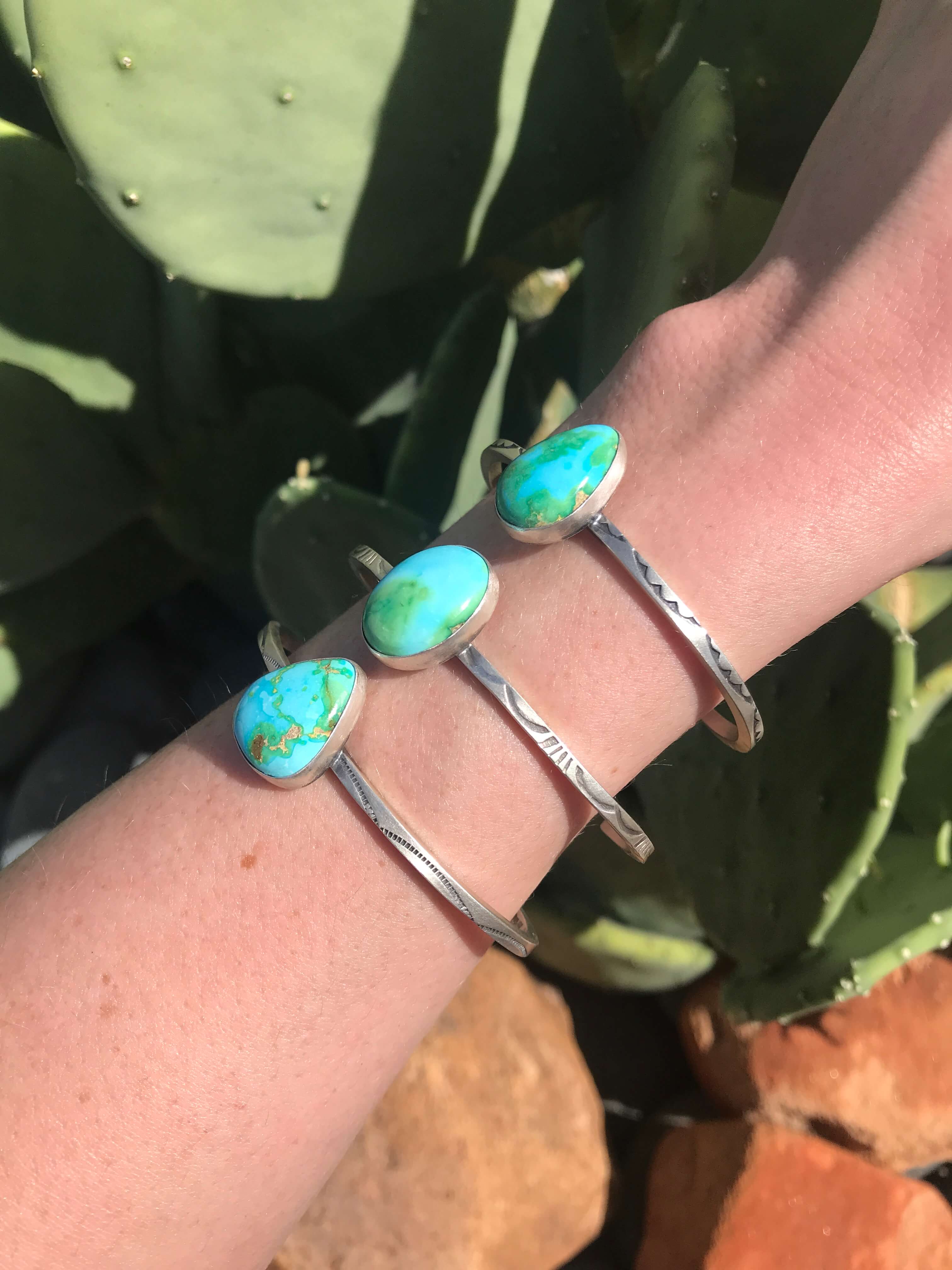 The Gavin Cuffs-Bracelets & Cuffs-Calli Co., Turquoise and Silver Jewelry, Native American Handmade, Zuni Tribe, Navajo Tribe, Brock Texas