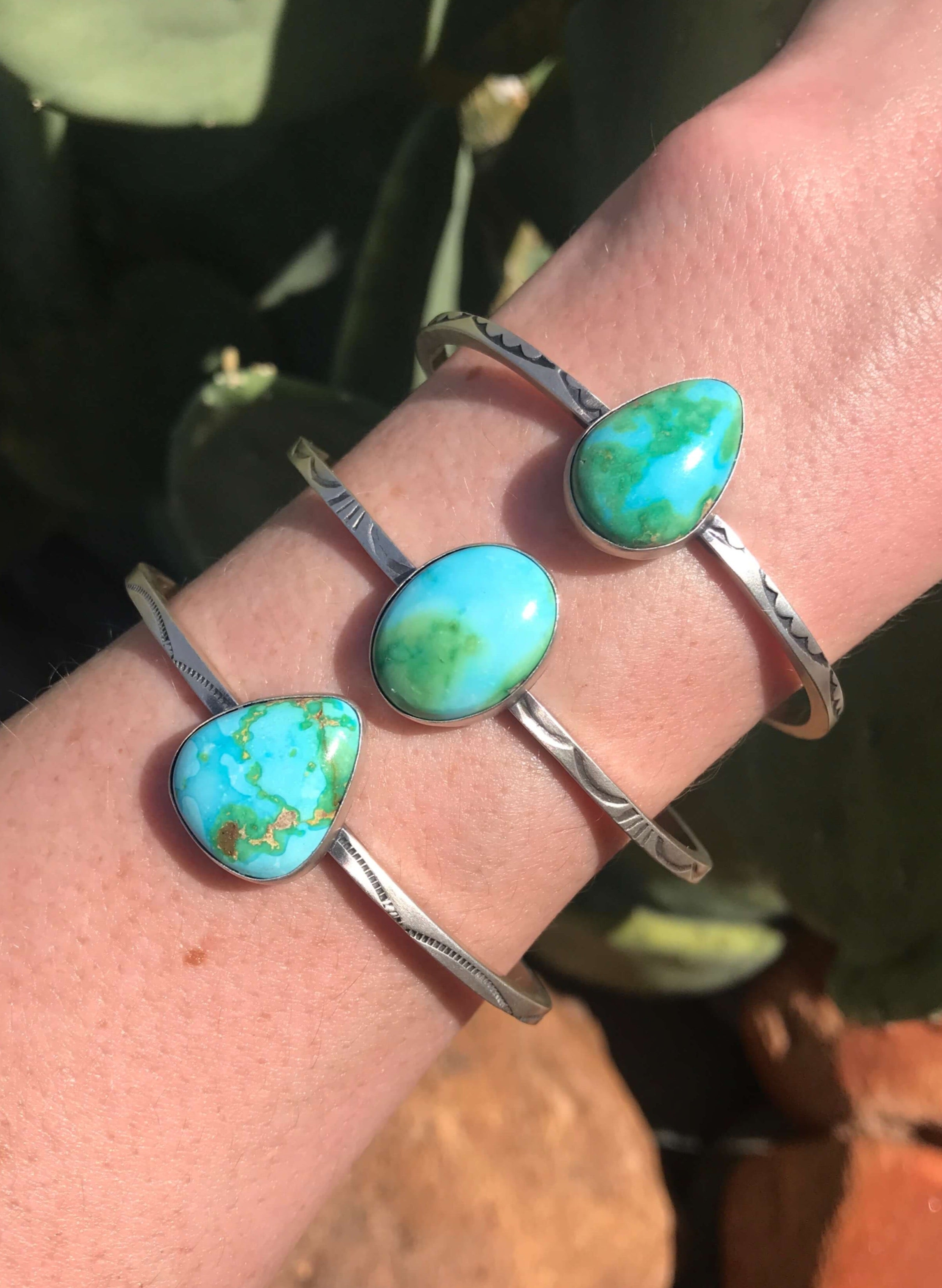 The Gavin Cuffs-Bracelets & Cuffs-Calli Co., Turquoise and Silver Jewelry, Native American Handmade, Zuni Tribe, Navajo Tribe, Brock Texas