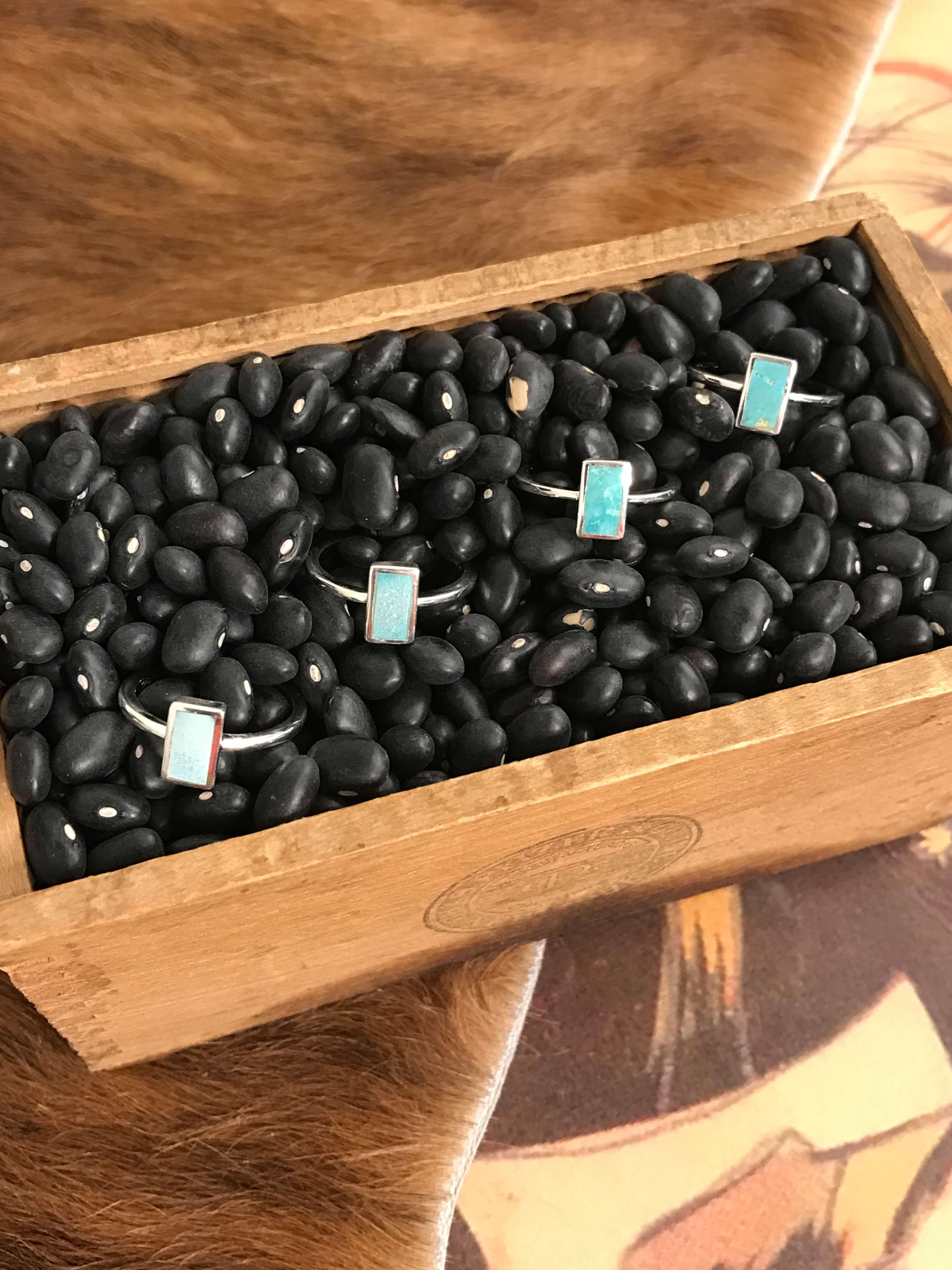 The Inlay Collection Tower Ring in Turquoise-Rings-Calli Co., Turquoise and Silver Jewelry, Native American Handmade, Zuni Tribe, Navajo Tribe, Brock Texas