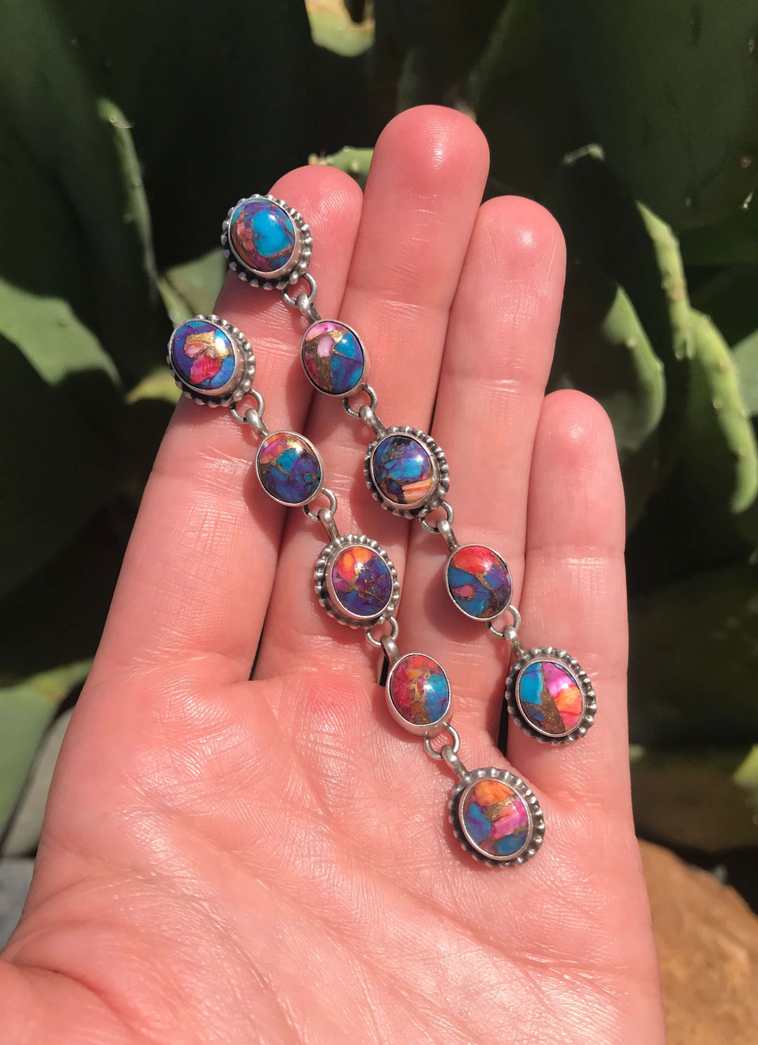 The Sand Hills Earrings, 1-Earrings-Calli Co., Turquoise and Silver Jewelry, Native American Handmade, Zuni Tribe, Navajo Tribe, Brock Texas