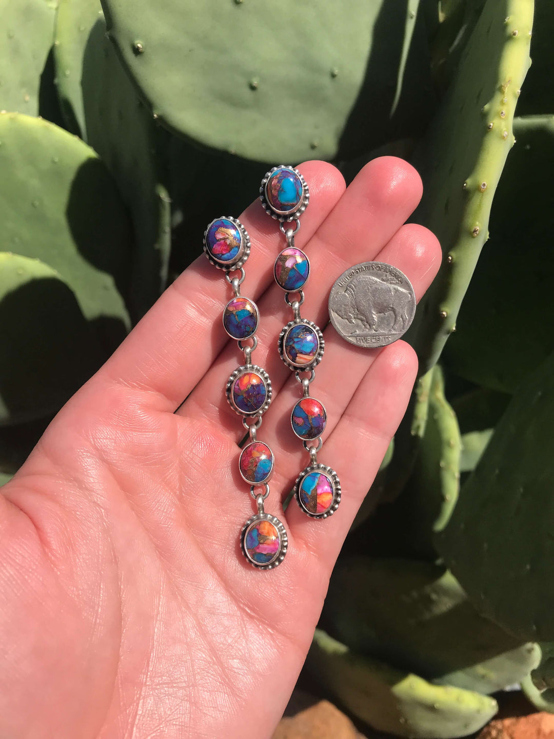 The Sand Hills Earrings, 1-earrings-Calli Co., Turquoise and Silver Jewelry, Native American Handmade, Zuni Tribe, Navajo Tribe, Brock Texas