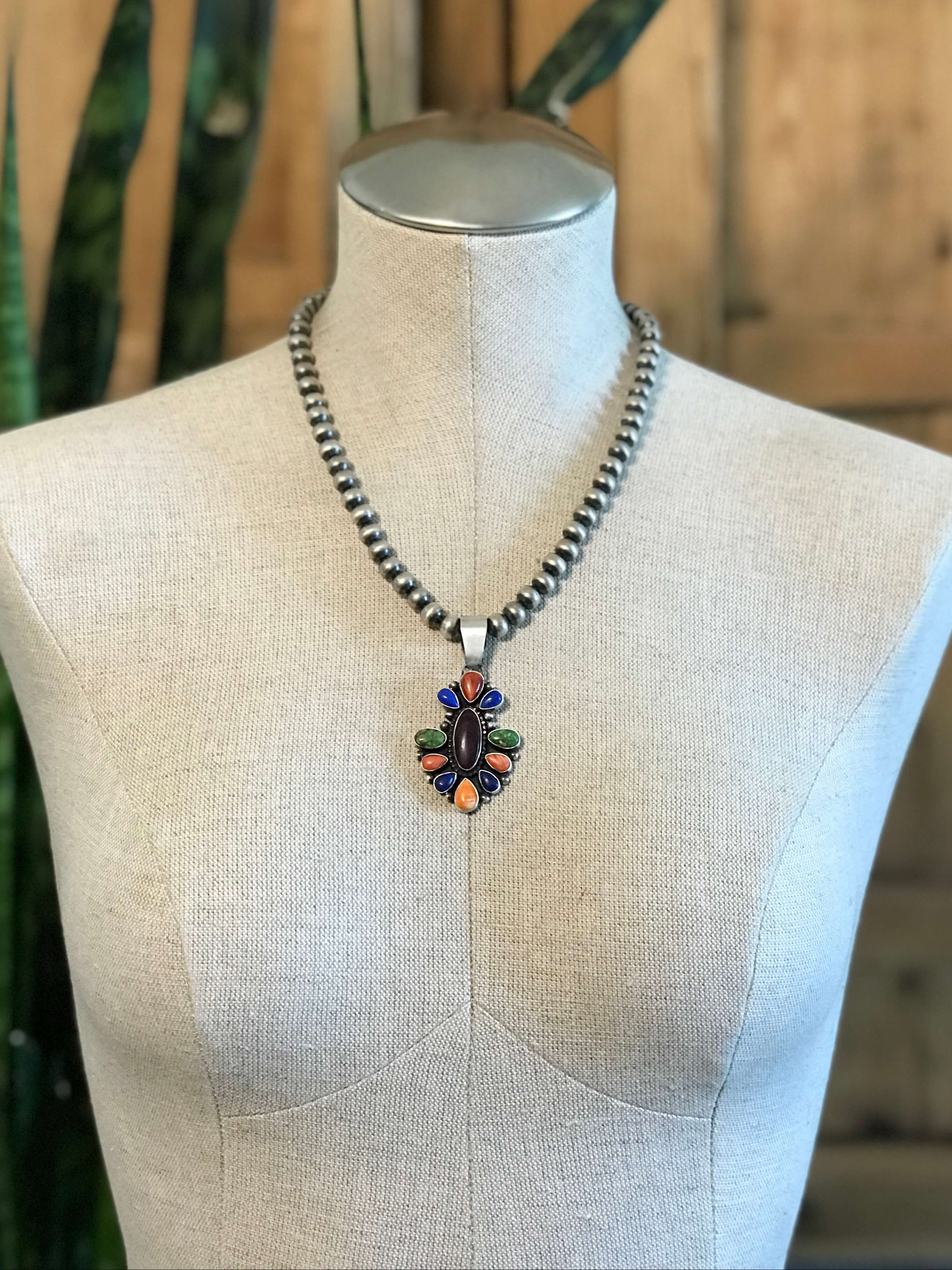 The Paicines Pendant-Pendants-Calli Co., Turquoise and Silver Jewelry, Native American Handmade, Zuni Tribe, Navajo Tribe, Brock Texas