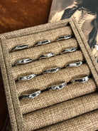 The Inlay Collection Ripple White Buffalo Band-Rings-Calli Co., Turquoise and Silver Jewelry, Native American Handmade, Zuni Tribe, Navajo Tribe, Brock Texas