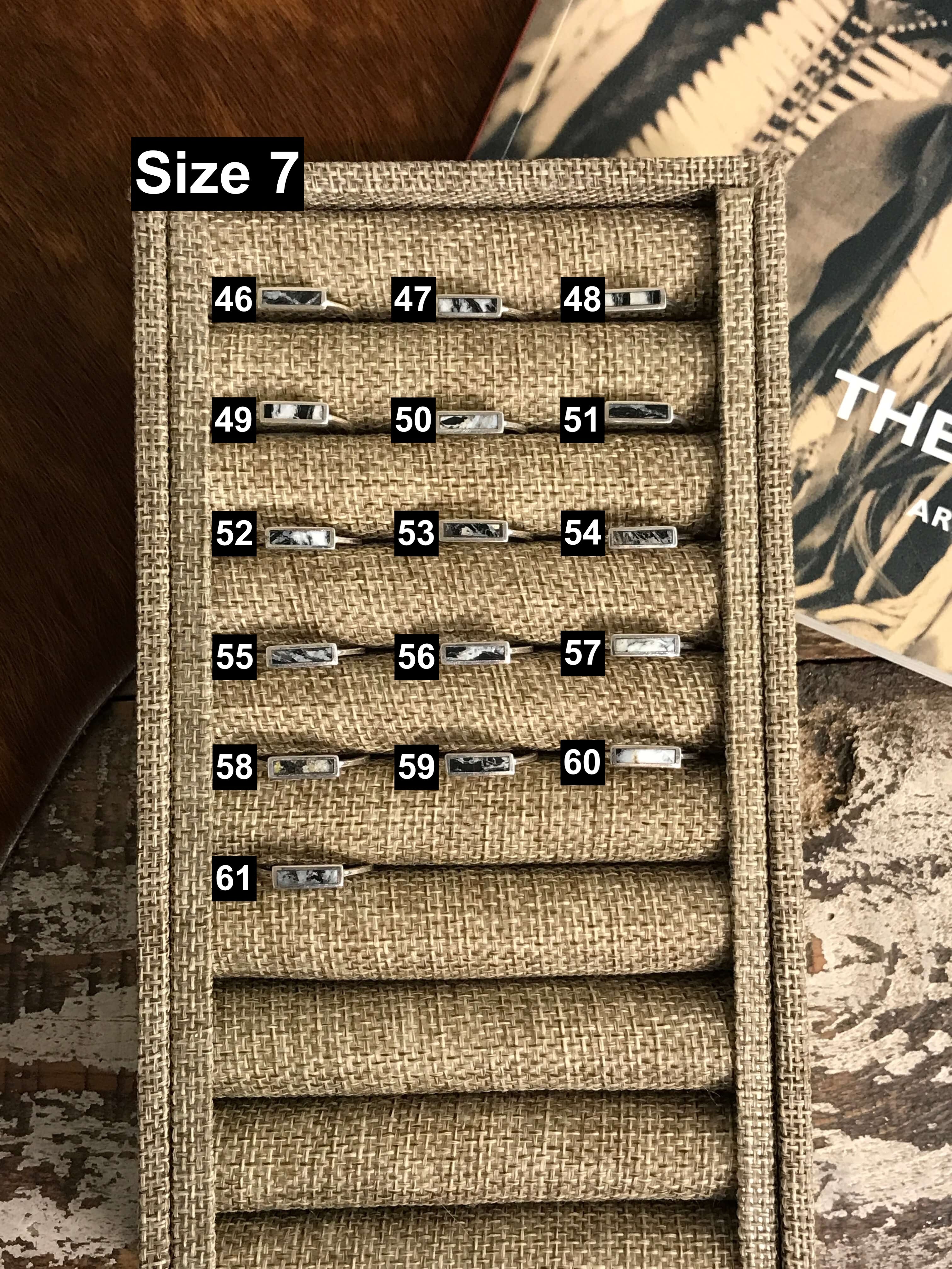 The Inlay Collection Rectangle White Buffalo Band-Rings-Calli Co., Turquoise and Silver Jewelry, Native American Handmade, Zuni Tribe, Navajo Tribe, Brock Texas