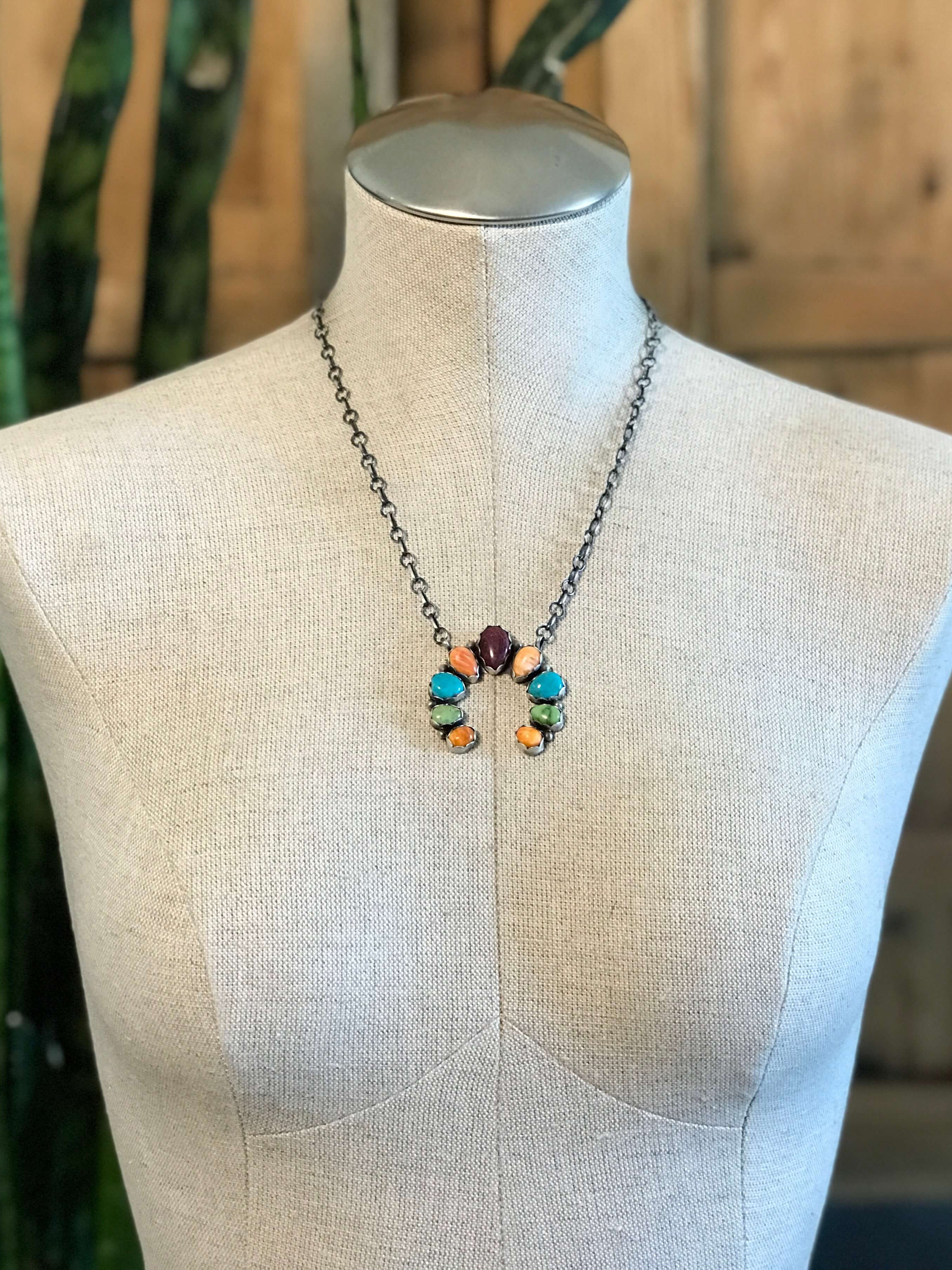 The Pine Hollow Naja Necklace, 2 xx-Necklaces-Calli Co., Turquoise and Silver Jewelry, Native American Handmade, Zuni Tribe, Navajo Tribe, Brock Texas