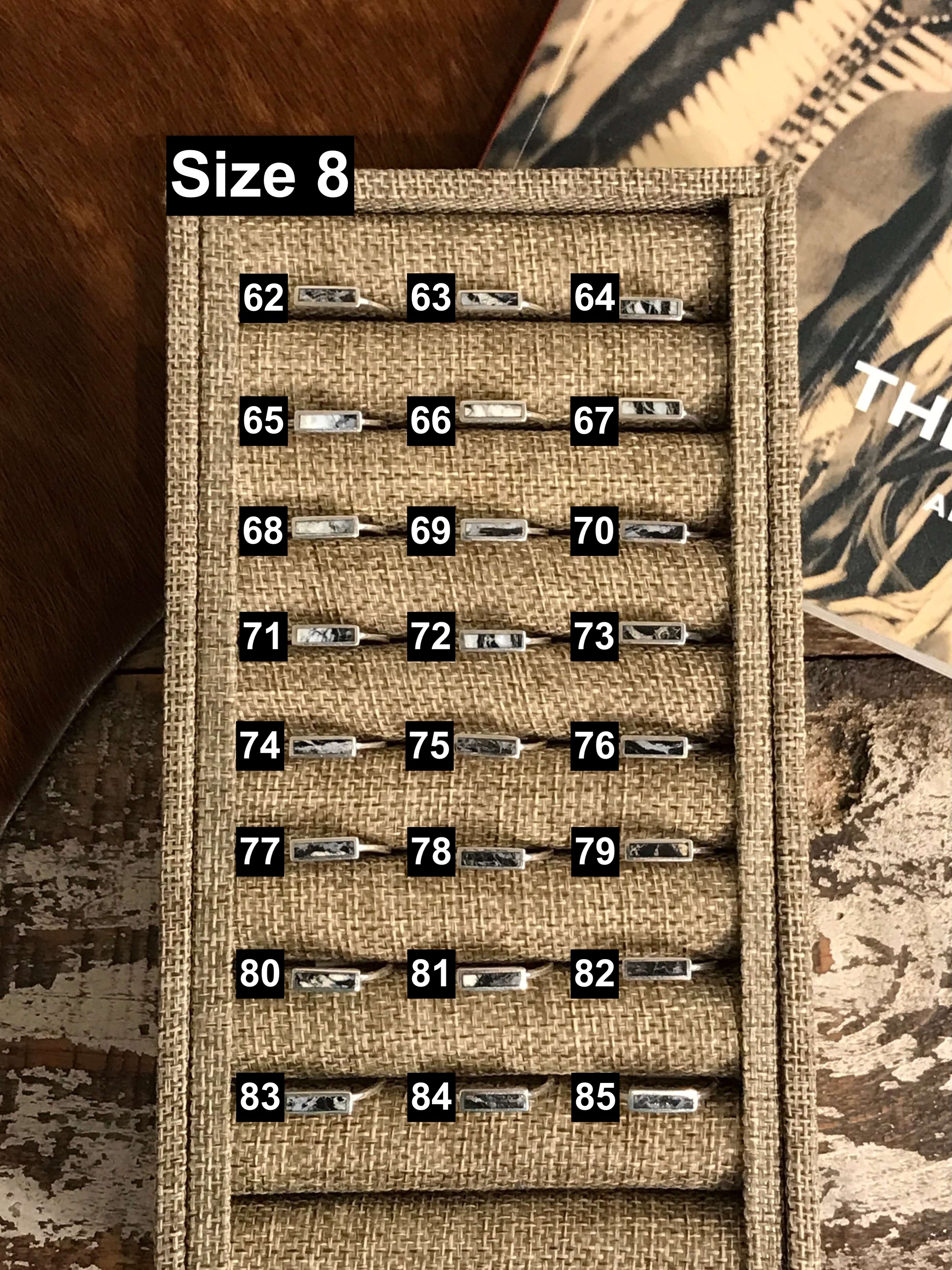 The Inlay Collection Rectangle White Buffalo Band-Rings-Calli Co., Turquoise and Silver Jewelry, Native American Handmade, Zuni Tribe, Navajo Tribe, Brock Texas