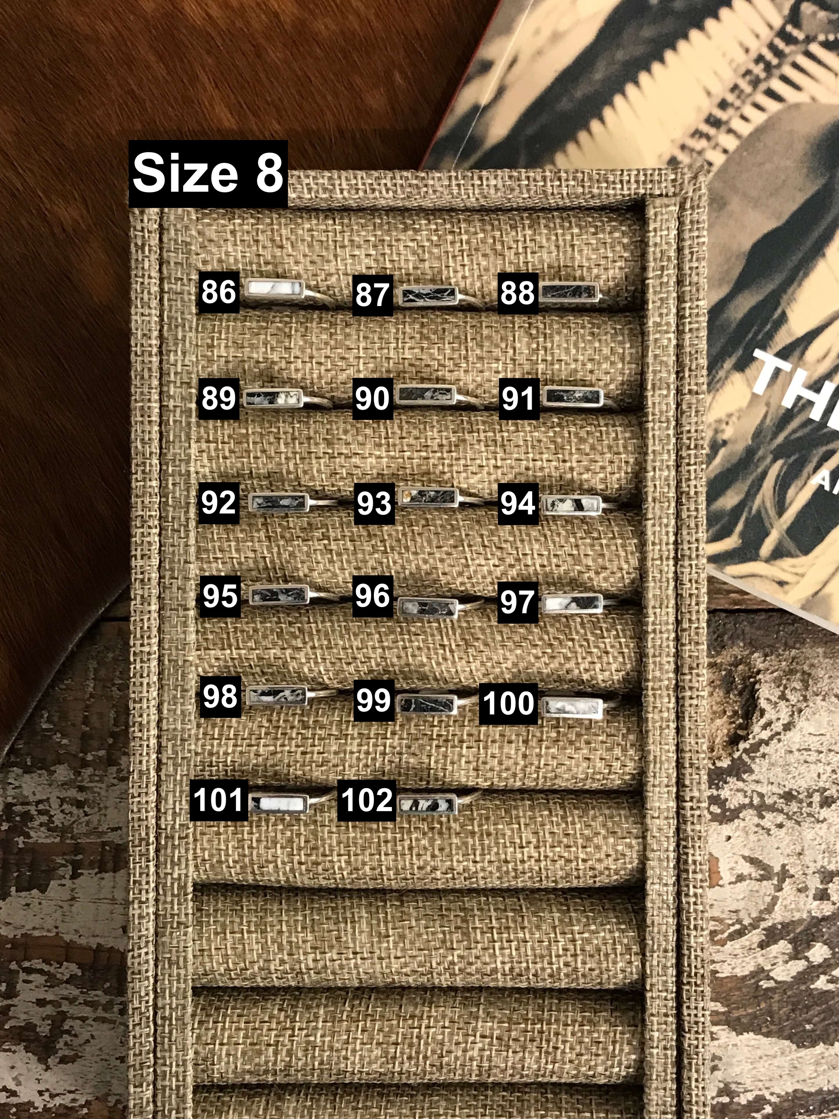 The Inlay Collection Rectangle White Buffalo Band-Rings-Calli Co., Turquoise and Silver Jewelry, Native American Handmade, Zuni Tribe, Navajo Tribe, Brock Texas