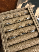 The Inlay Collection Rectangle White Buffalo Band-Rings-Calli Co., Turquoise and Silver Jewelry, Native American Handmade, Zuni Tribe, Navajo Tribe, Brock Texas