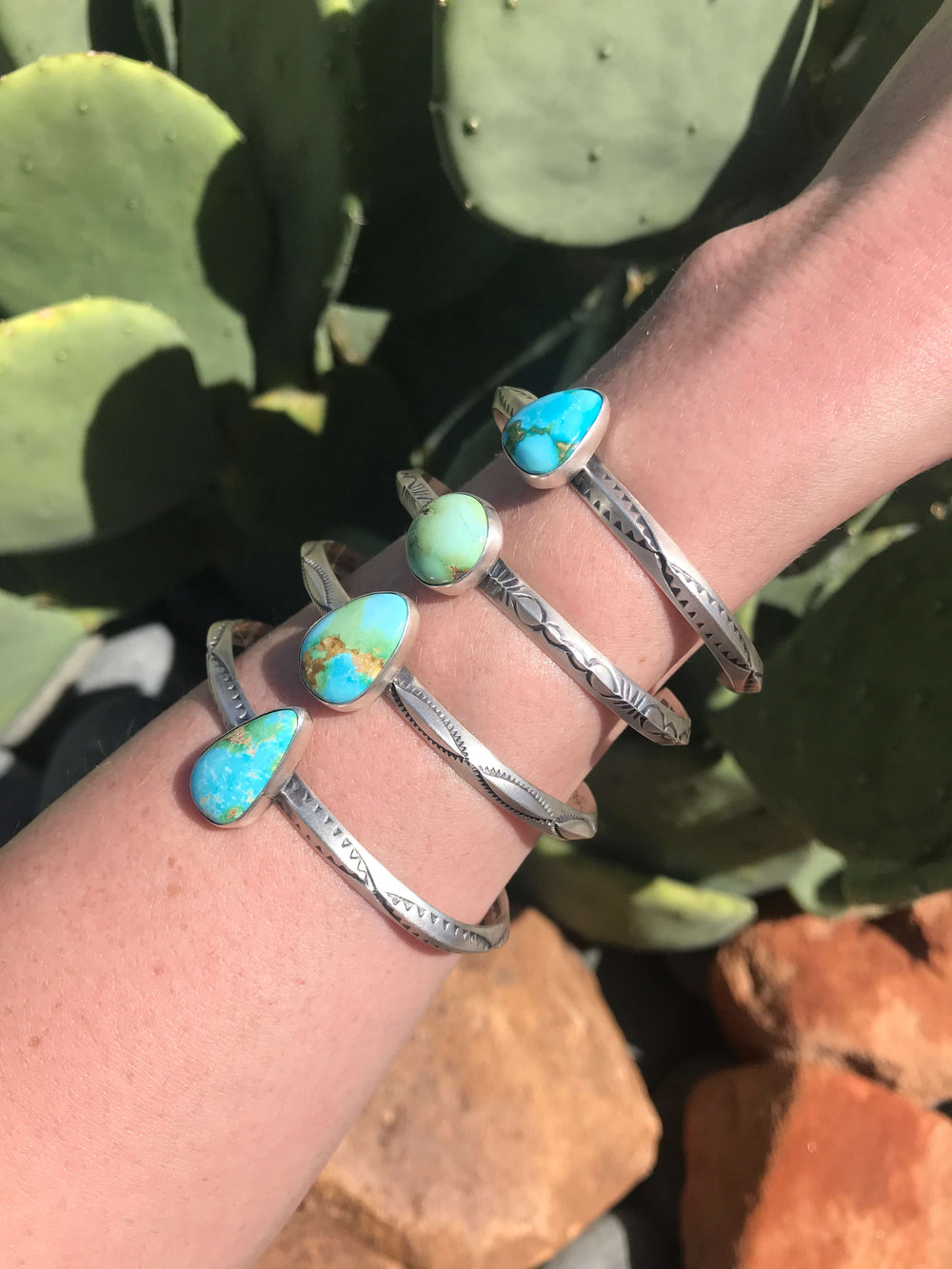 The Arya Cuff-Bracelets & Cuffs-Calli Co., Turquoise and Silver Jewelry, Native American Handmade, Zuni Tribe, Navajo Tribe, Brock Texas