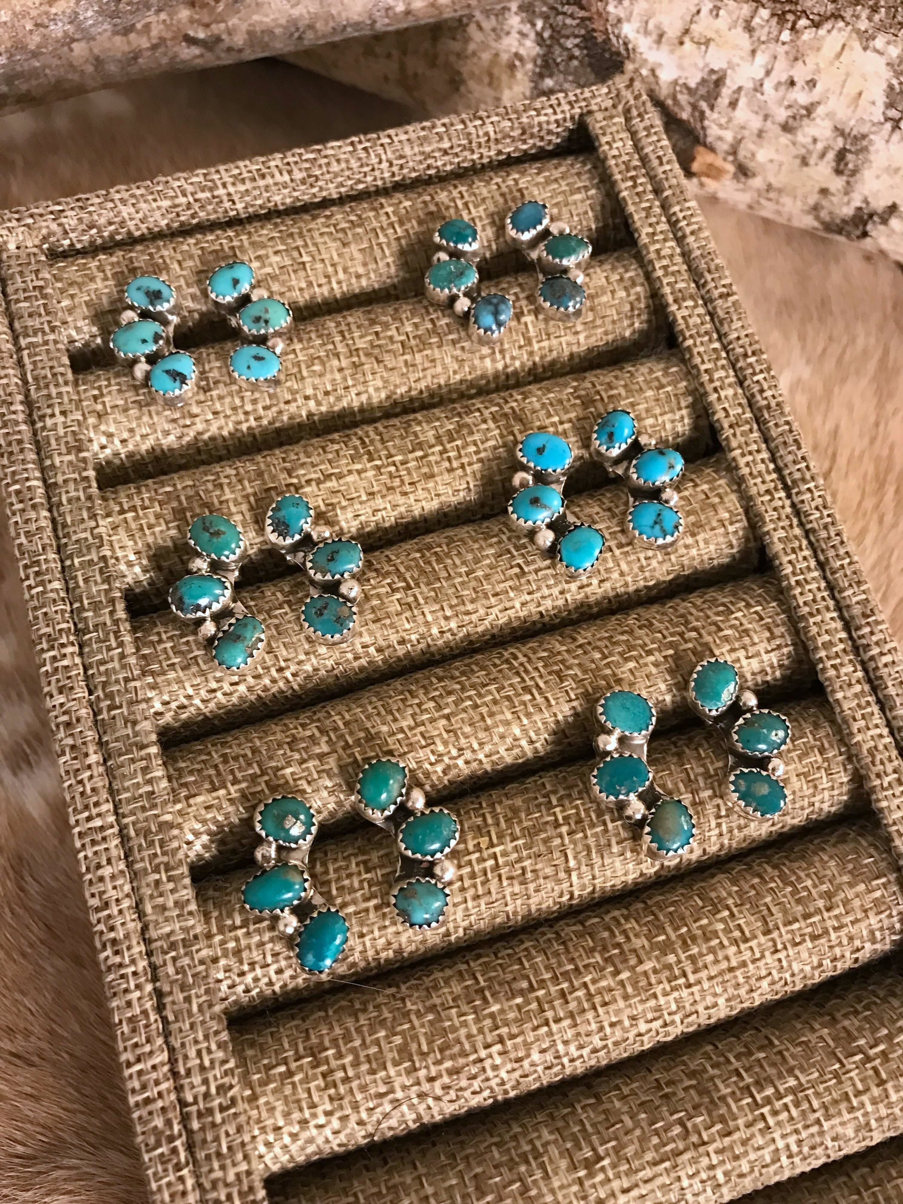 The Hoopoe Turquoise Earrings-Earrings-Calli Co., Turquoise and Silver Jewelry, Native American Handmade, Zuni Tribe, Navajo Tribe, Brock Texas