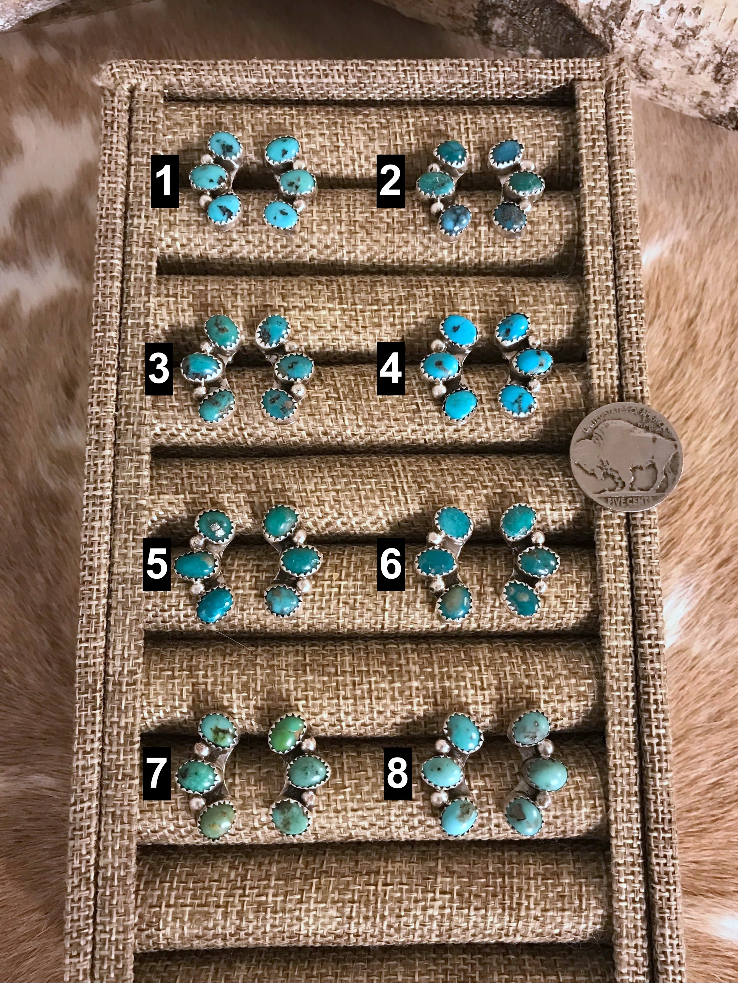 The Hoopoe Turquoise Earrings-Earrings-Calli Co., Turquoise and Silver Jewelry, Native American Handmade, Zuni Tribe, Navajo Tribe, Brock Texas