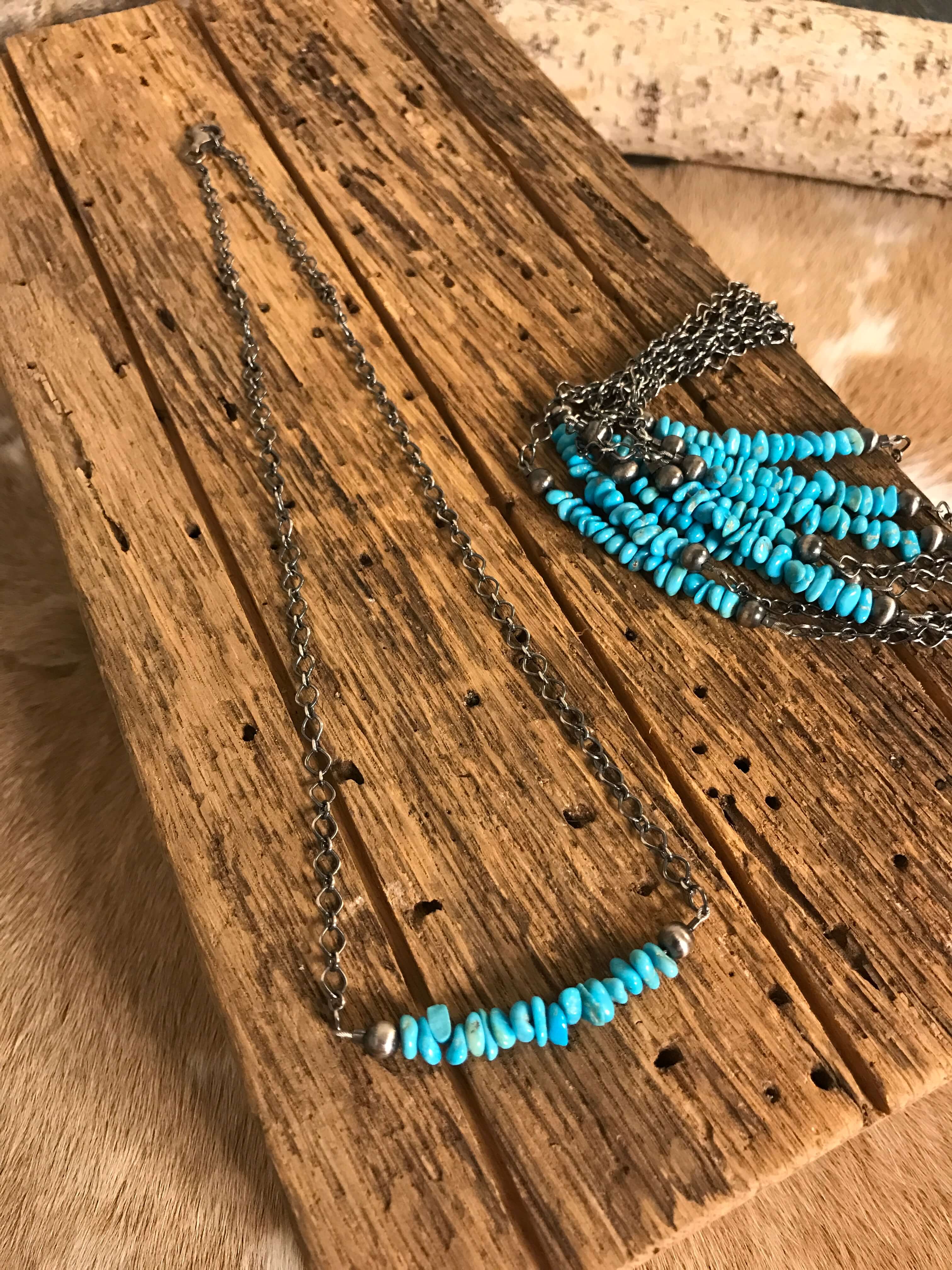 The Conroe Necklaces in Turquoise-Necklaces-Calli Co., Turquoise and Silver Jewelry, Native American Handmade, Zuni Tribe, Navajo Tribe, Brock Texas
