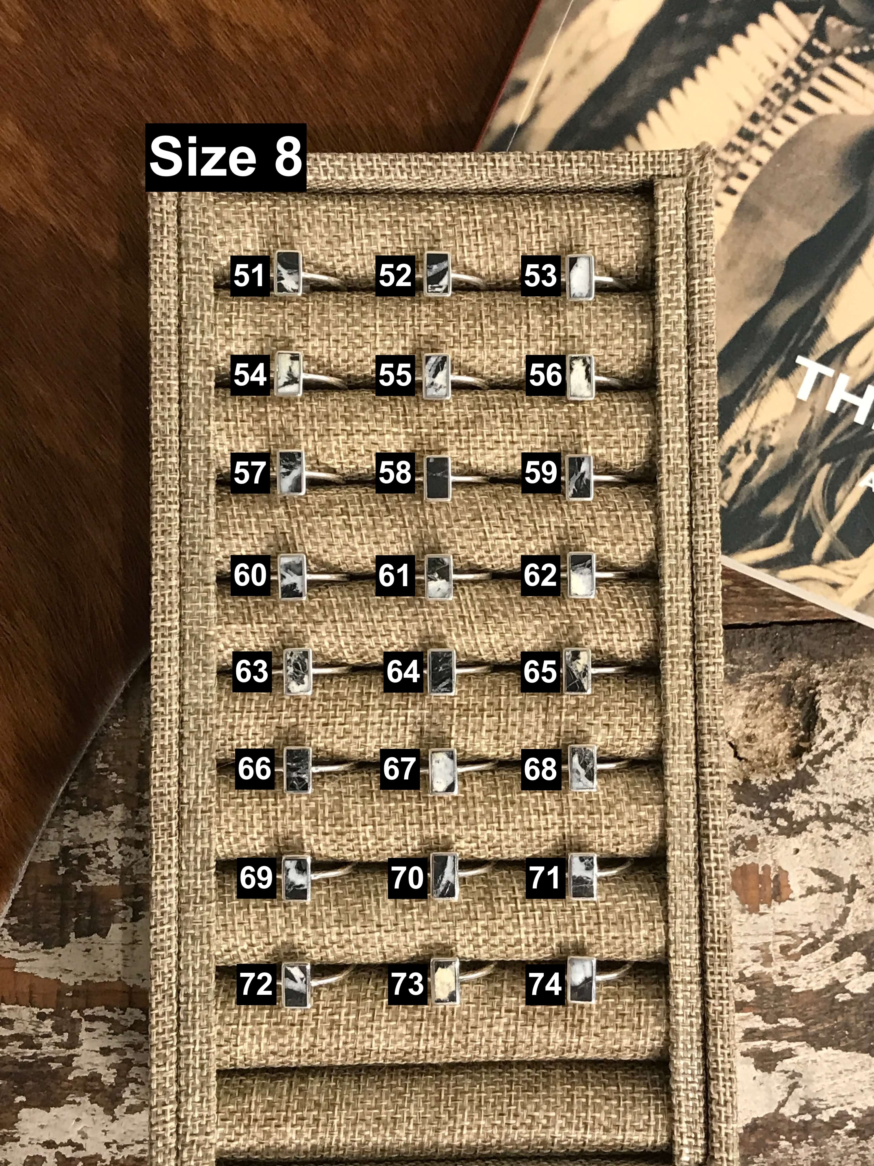 The Inlay Collection Tower Ring in White Buffalo-Rings-Calli Co., Turquoise and Silver Jewelry, Native American Handmade, Zuni Tribe, Navajo Tribe, Brock Texas