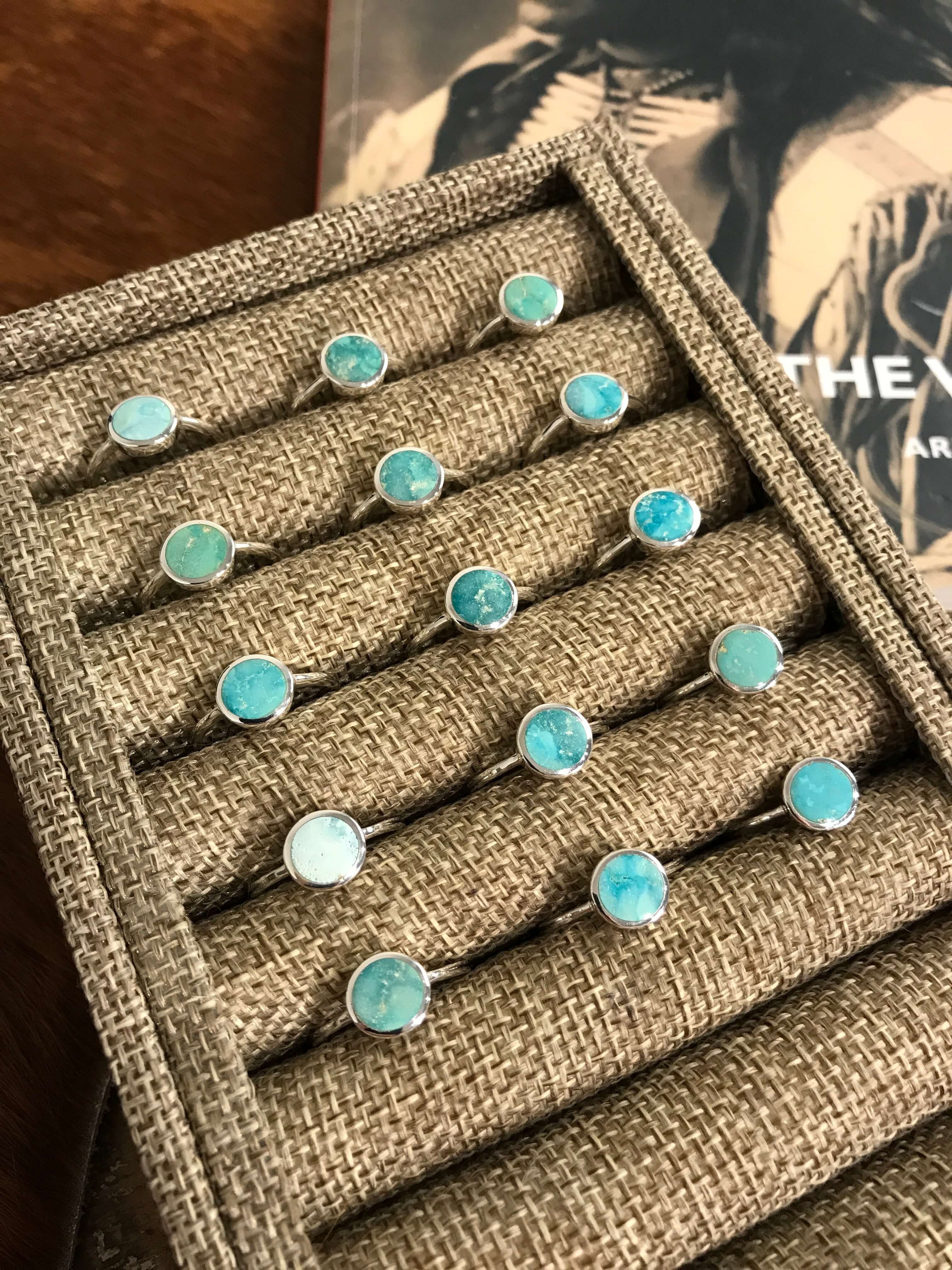 The Inlay Collection Cirque Turquoise Rings-Rings-Calli Co., Turquoise and Silver Jewelry, Native American Handmade, Zuni Tribe, Navajo Tribe, Brock Texas