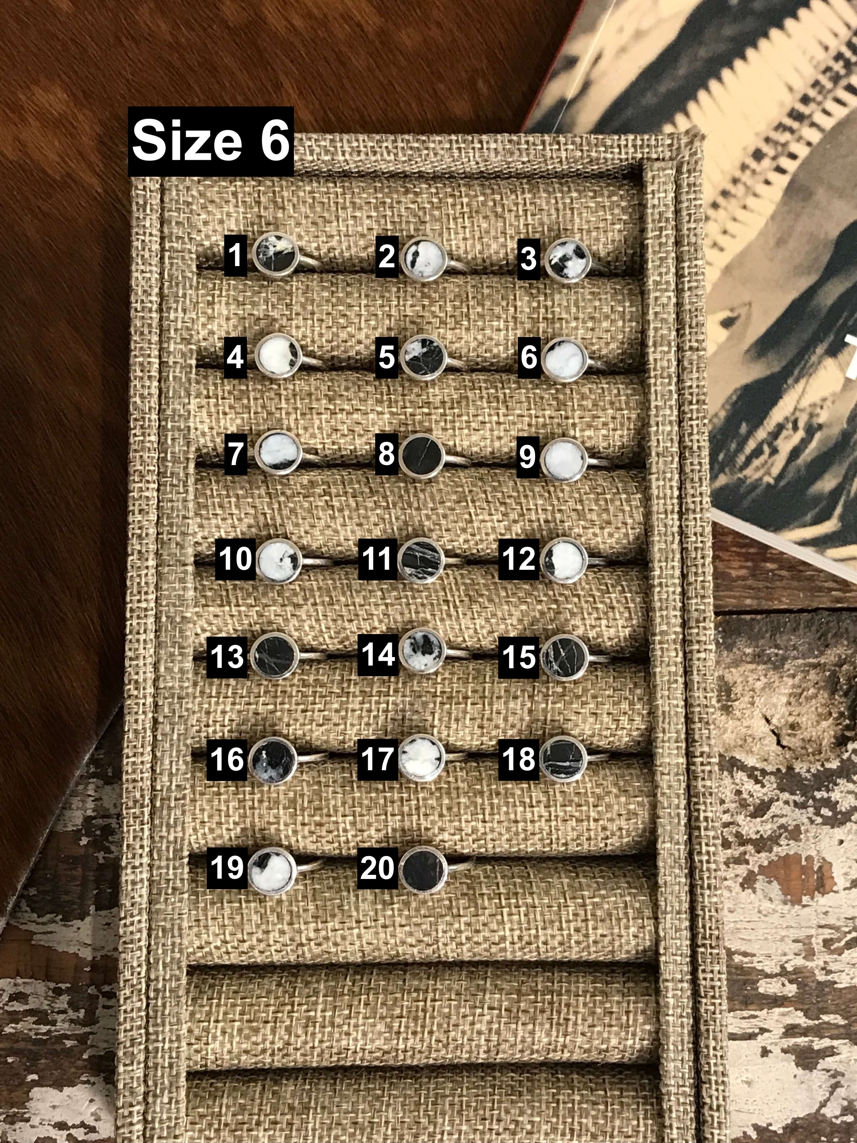 The Inlay Collection Cirque White Buffalo Ring-Rings-Calli Co., Turquoise and Silver Jewelry, Native American Handmade, Zuni Tribe, Navajo Tribe, Brock Texas