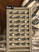 The Inlay Collection Cirque White Buffalo Ring-Rings-Calli Co., Turquoise and Silver Jewelry, Native American Handmade, Zuni Tribe, Navajo Tribe, Brock Texas