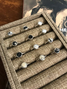 The Inlay Collection Cirque White Buffalo Ring-Rings-Calli Co., Turquoise and Silver Jewelry, Native American Handmade, Zuni Tribe, Navajo Tribe, Brock Texas