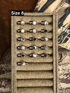 The Inlay Collection Cirque White Buffalo Ring-Rings-Calli Co., Turquoise and Silver Jewelry, Native American Handmade, Zuni Tribe, Navajo Tribe, Brock Texas