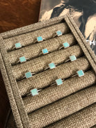 The Inlay Collection Square Turquoise Ring-Rings-Calli Co., Turquoise and Silver Jewelry, Native American Handmade, Zuni Tribe, Navajo Tribe, Brock Texas