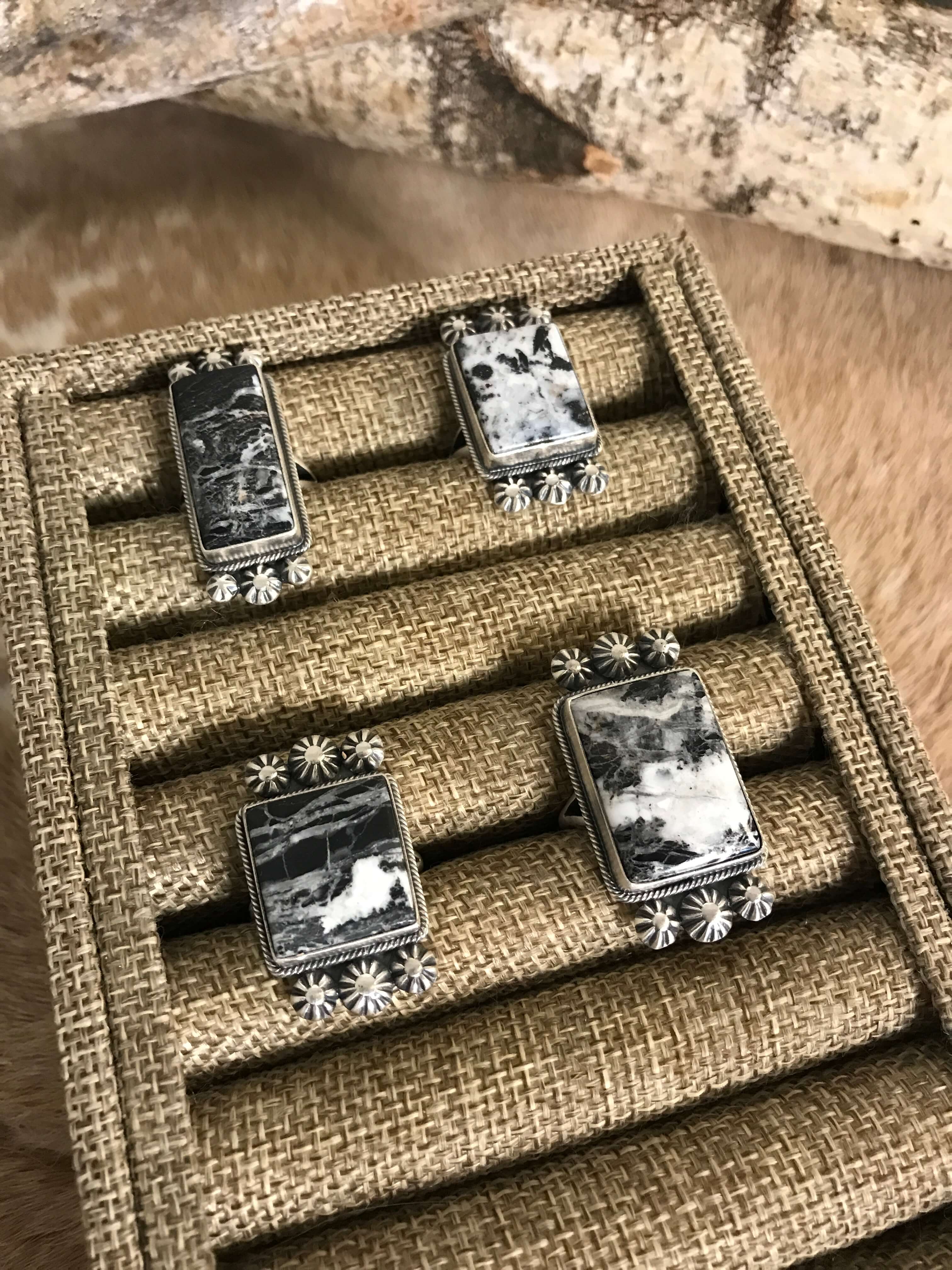 The Lebeck Rings-Rings-Calli Co., Turquoise and Silver Jewelry, Native American Handmade, Zuni Tribe, Navajo Tribe, Brock Texas