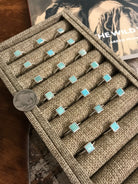 The Inlay Collection Square Turquoise Ring-Rings-Calli Co., Turquoise and Silver Jewelry, Native American Handmade, Zuni Tribe, Navajo Tribe, Brock Texas