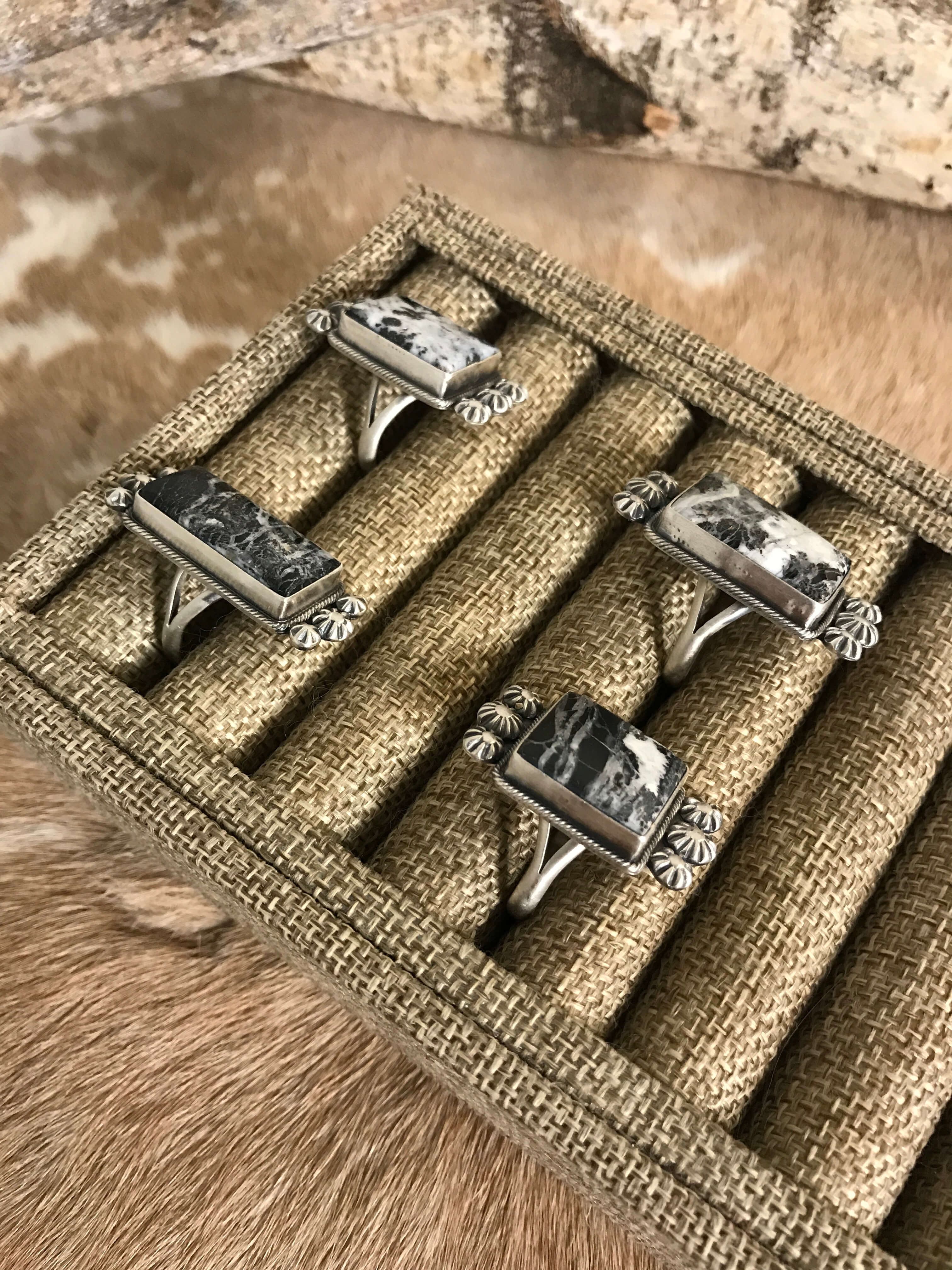 The Lebeck Rings-Rings-Calli Co., Turquoise and Silver Jewelry, Native American Handmade, Zuni Tribe, Navajo Tribe, Brock Texas