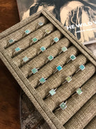 The Inlay Collection Square Turquoise Ring-Rings-Calli Co., Turquoise and Silver Jewelry, Native American Handmade, Zuni Tribe, Navajo Tribe, Brock Texas