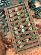 The Zinnia Rings in Green Turquoise-Rings-Calli Co., Turquoise and Silver Jewelry, Native American Handmade, Zuni Tribe, Navajo Tribe, Brock Texas