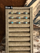 The Inlay Collection Square Turquoise Ring-Rings-Calli Co., Turquoise and Silver Jewelry, Native American Handmade, Zuni Tribe, Navajo Tribe, Brock Texas