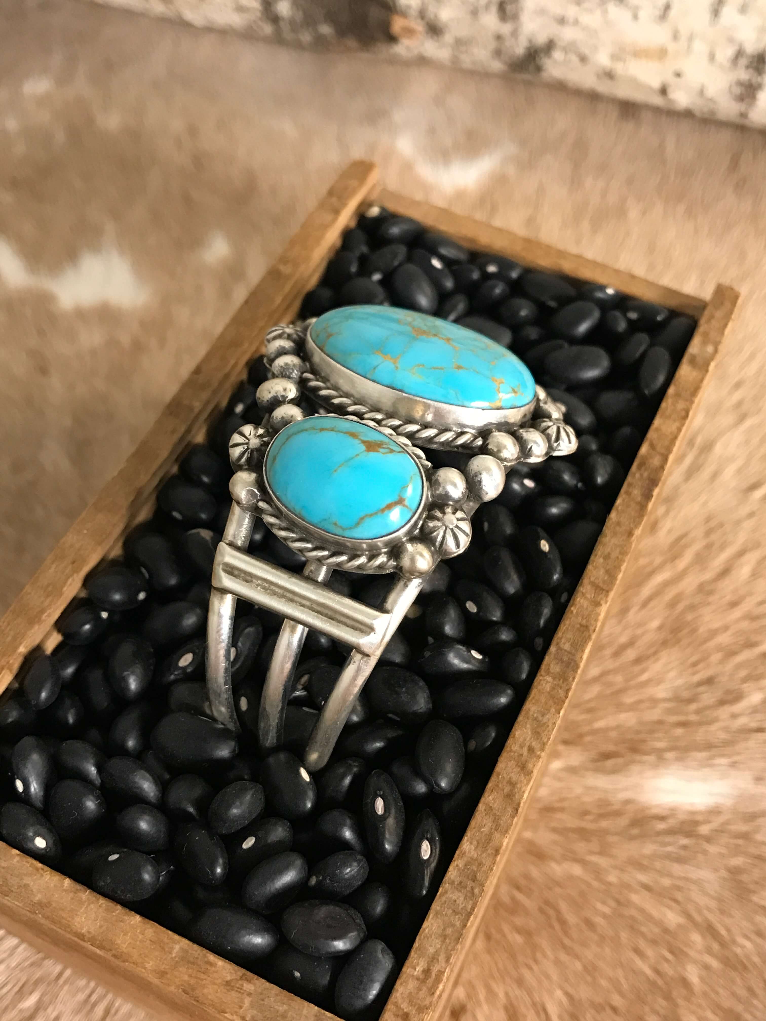 The Bronson Cuff, 1-Bracelets & Cuffs-Calli Co., Turquoise and Silver Jewelry, Native American Handmade, Zuni Tribe, Navajo Tribe, Brock Texas