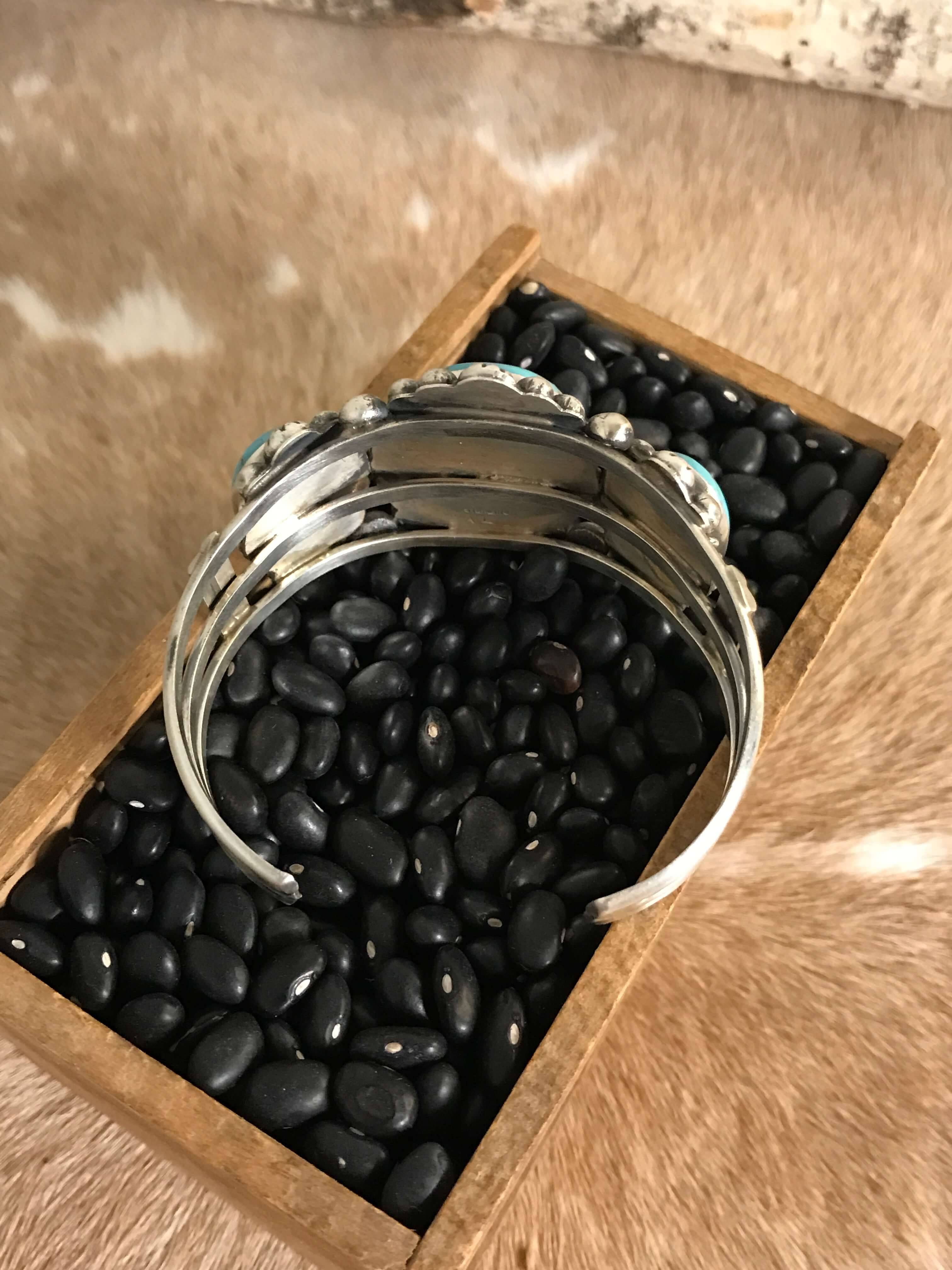The Bronson Cuff, 1-Bracelets & Cuffs-Calli Co., Turquoise and Silver Jewelry, Native American Handmade, Zuni Tribe, Navajo Tribe, Brock Texas