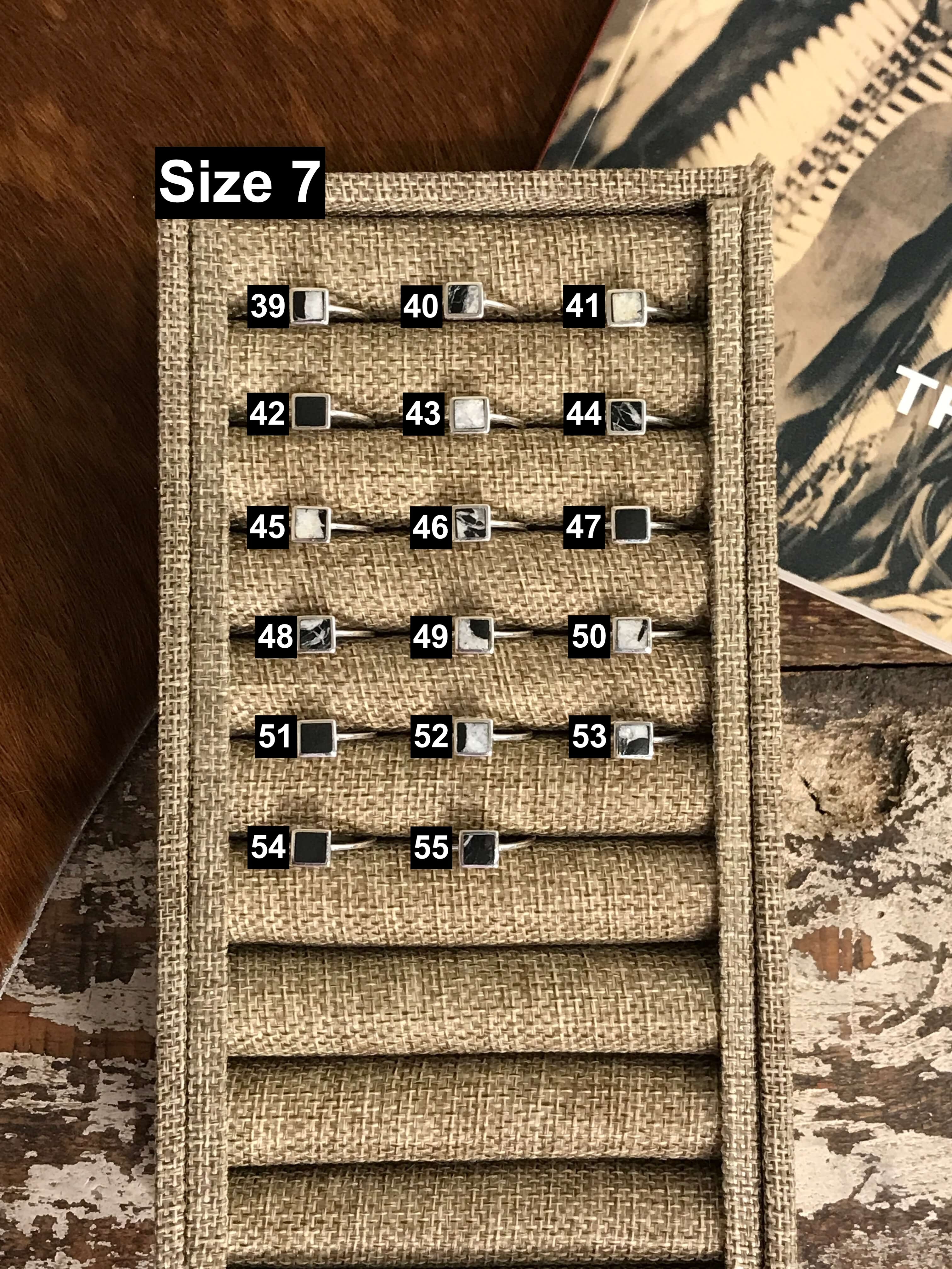 The Inlay Collection Square White Buffalo Ring-Rings-Calli Co., Turquoise and Silver Jewelry, Native American Handmade, Zuni Tribe, Navajo Tribe, Brock Texas