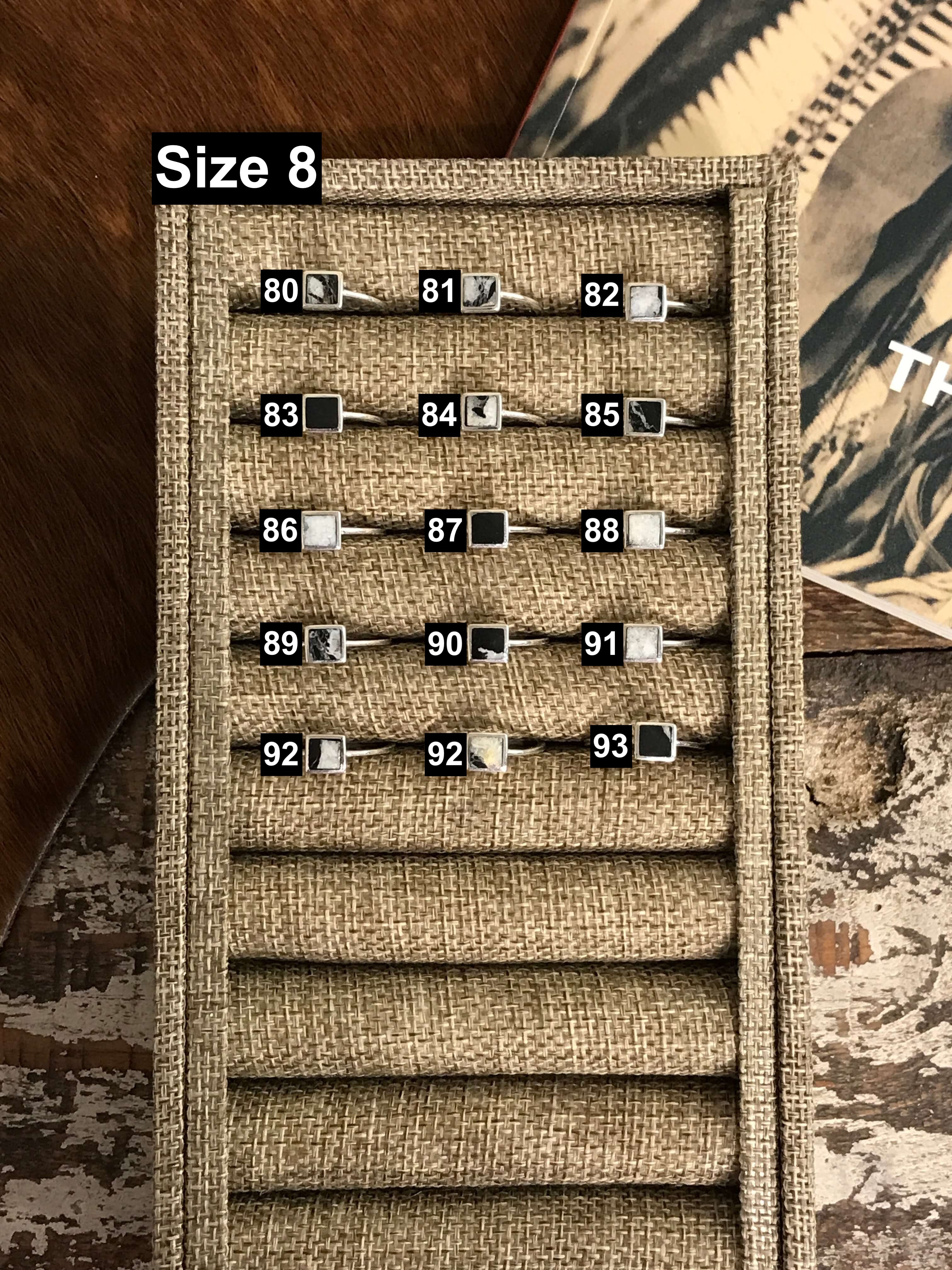 The Inlay Collection Square White Buffalo Ring-Rings-Calli Co., Turquoise and Silver Jewelry, Native American Handmade, Zuni Tribe, Navajo Tribe, Brock Texas