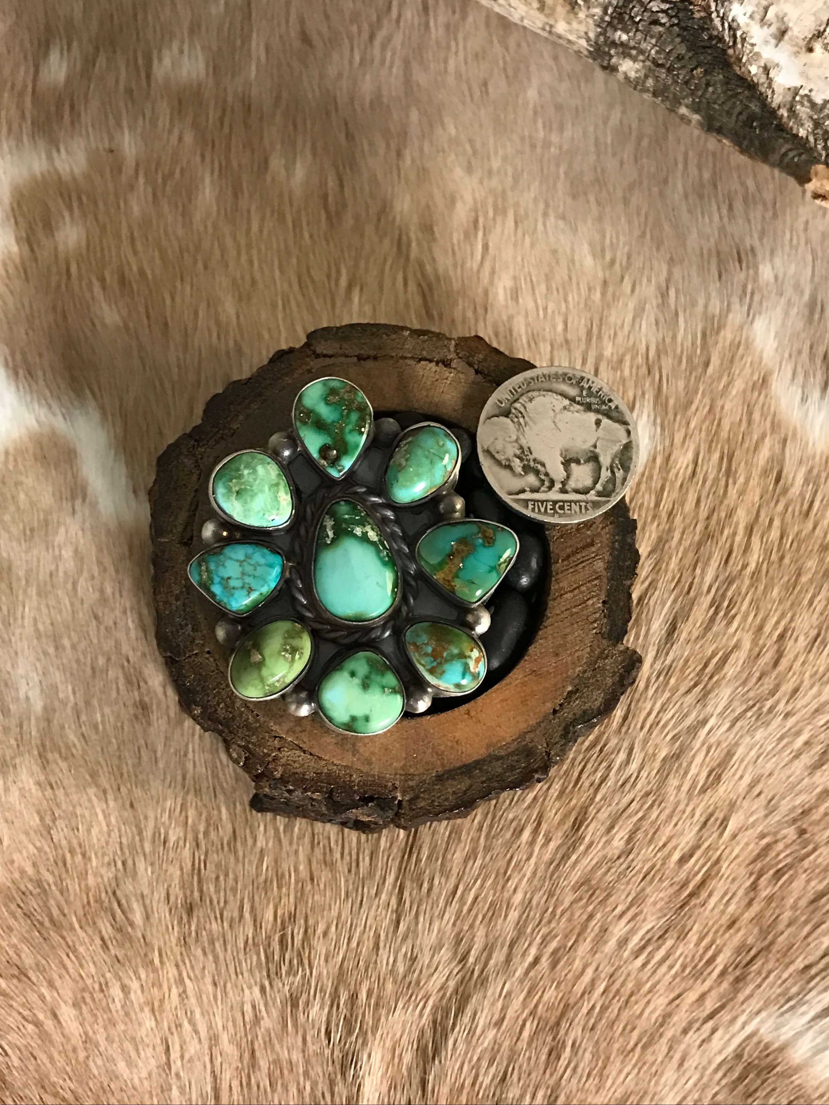 The Piedra Adjustable Ring-Rings-Calli Co., Turquoise and Silver Jewelry, Native American Handmade, Zuni Tribe, Navajo Tribe, Brock Texas