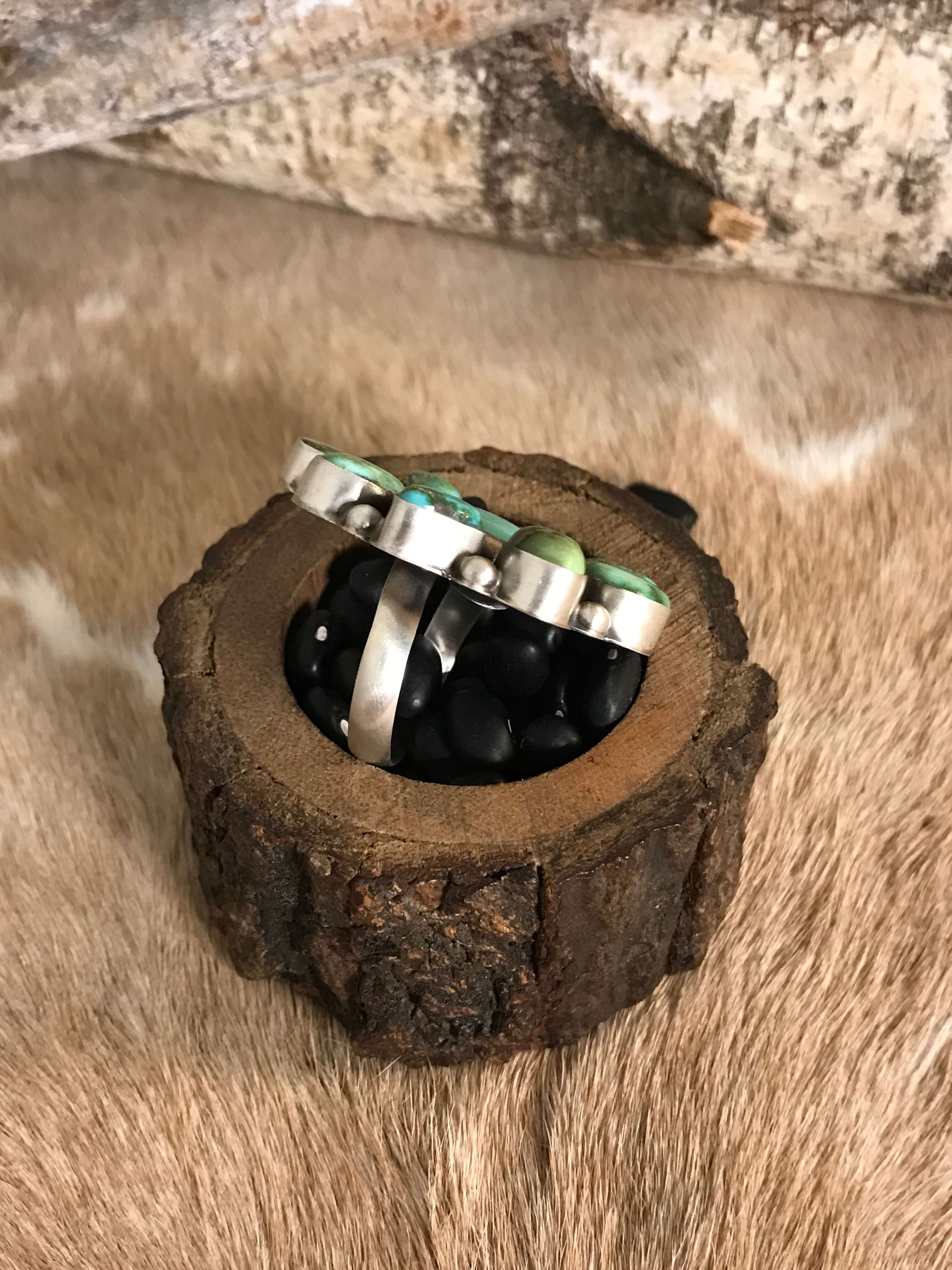 The Piedra Adjustable Ring-Rings-Calli Co., Turquoise and Silver Jewelry, Native American Handmade, Zuni Tribe, Navajo Tribe, Brock Texas