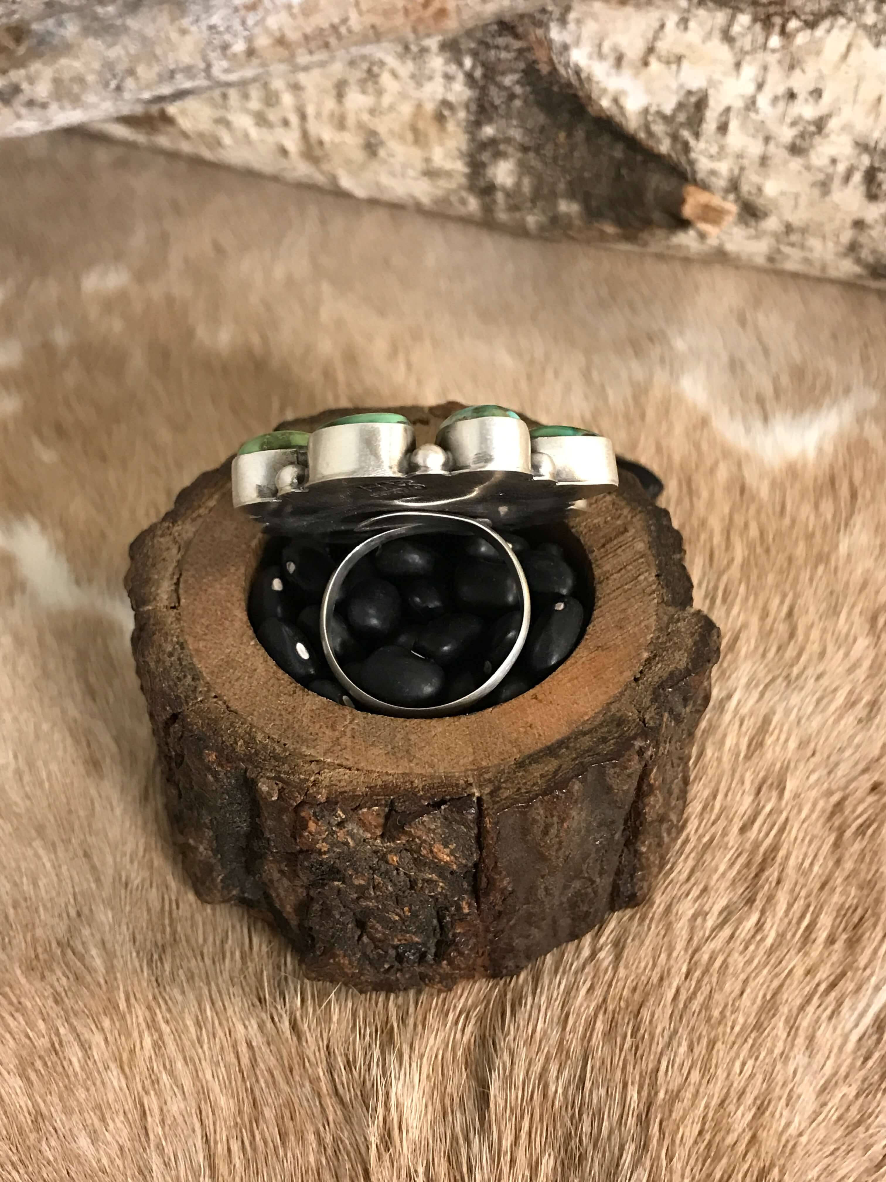 The Piedra Adjustable Ring-Rings-Calli Co., Turquoise and Silver Jewelry, Native American Handmade, Zuni Tribe, Navajo Tribe, Brock Texas