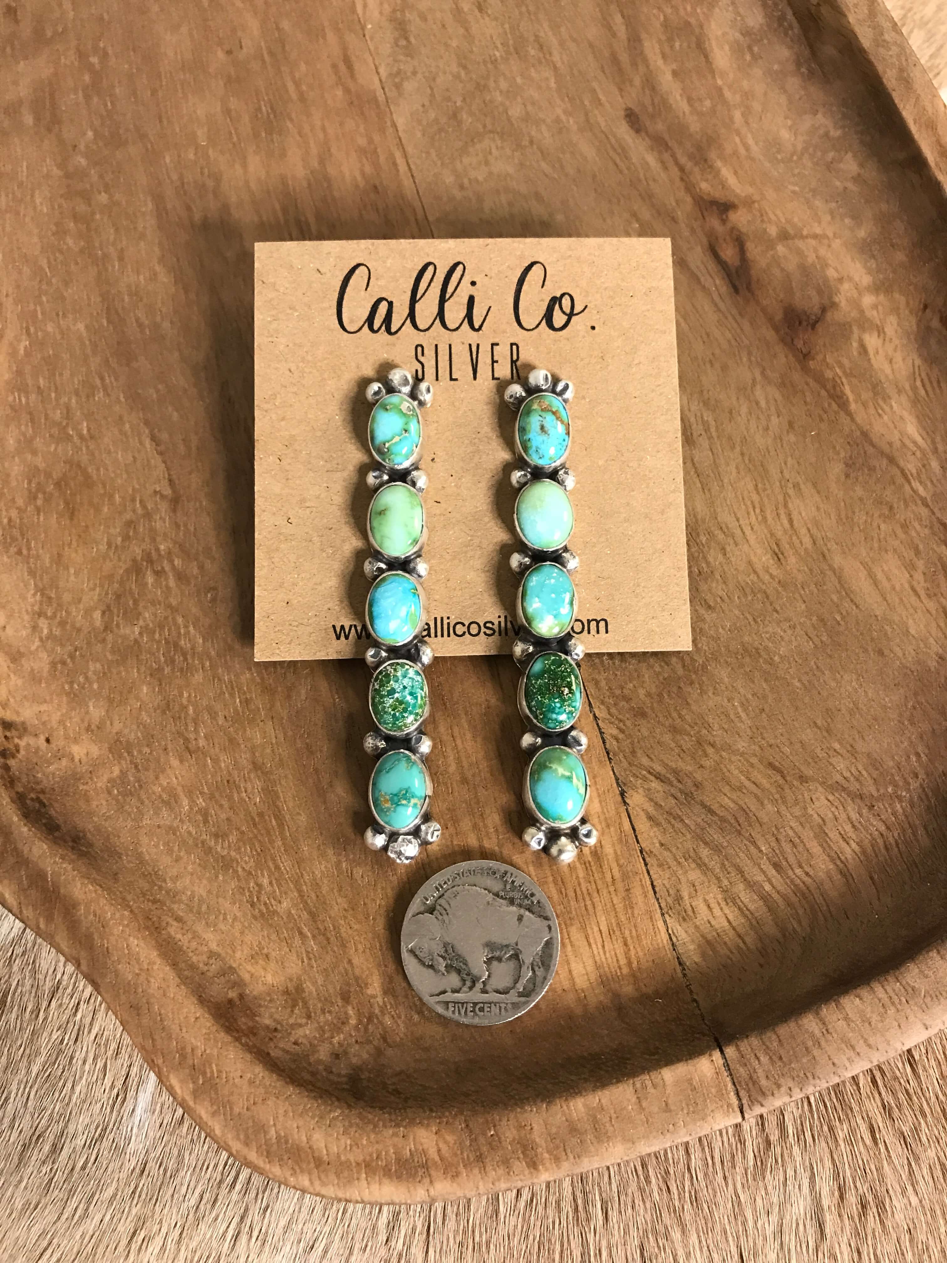 The Gleeson Drop Earrings, 1-Earrings-Calli Co., Turquoise and Silver Jewelry, Native American Handmade, Zuni Tribe, Navajo Tribe, Brock Texas