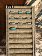 The Inlay Collection Rectangle Turquoise Band-Rings-Calli Co., Turquoise and Silver Jewelry, Native American Handmade, Zuni Tribe, Navajo Tribe, Brock Texas